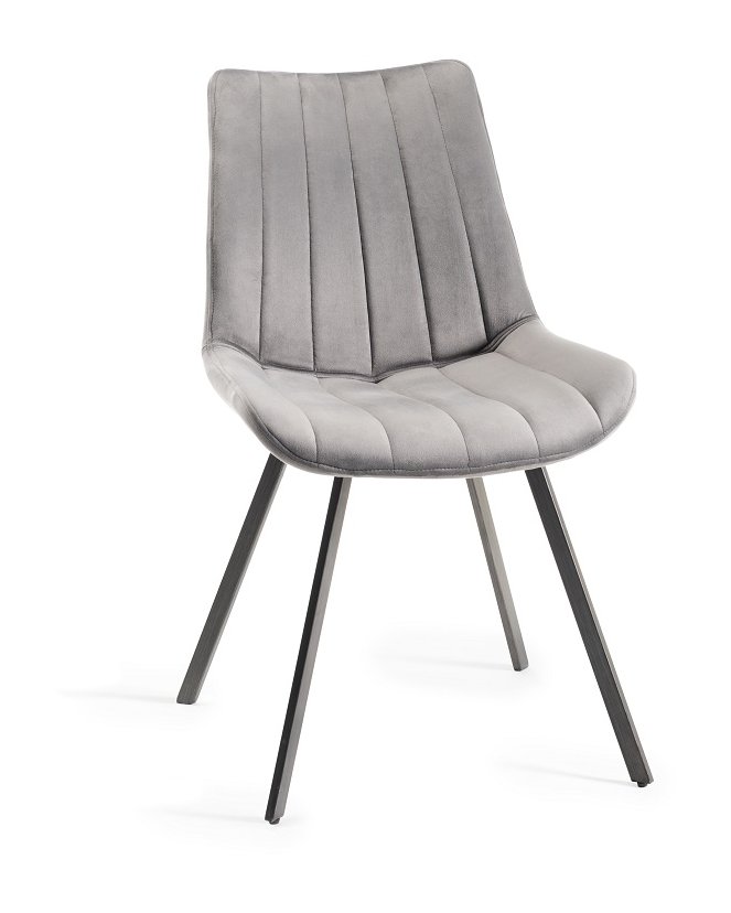 Turner - Weathered Oak 4-6 Seater Extendable Table & 4 Grey Velvet Fontana Dining Chairs