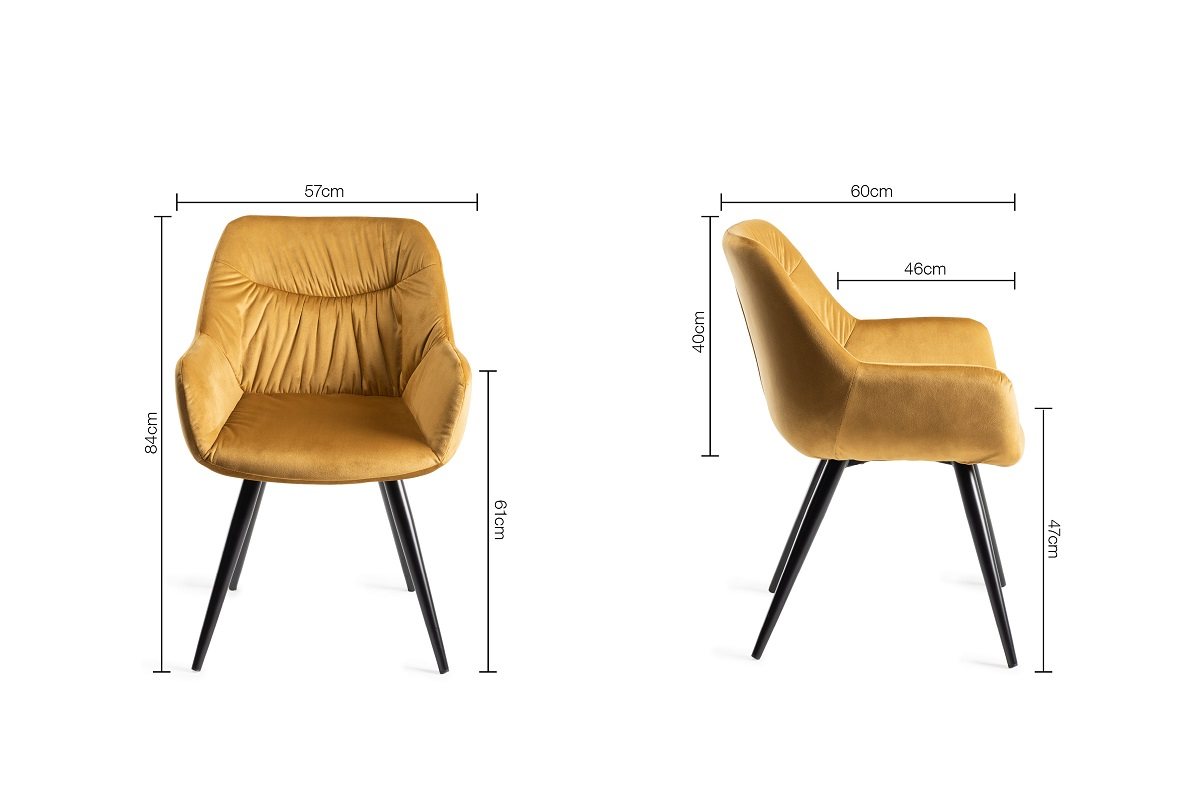 Turner - Weathered Oak 4-6 Seater Extendable Table & 4 Mustard Velvet Dali Dining Chairs