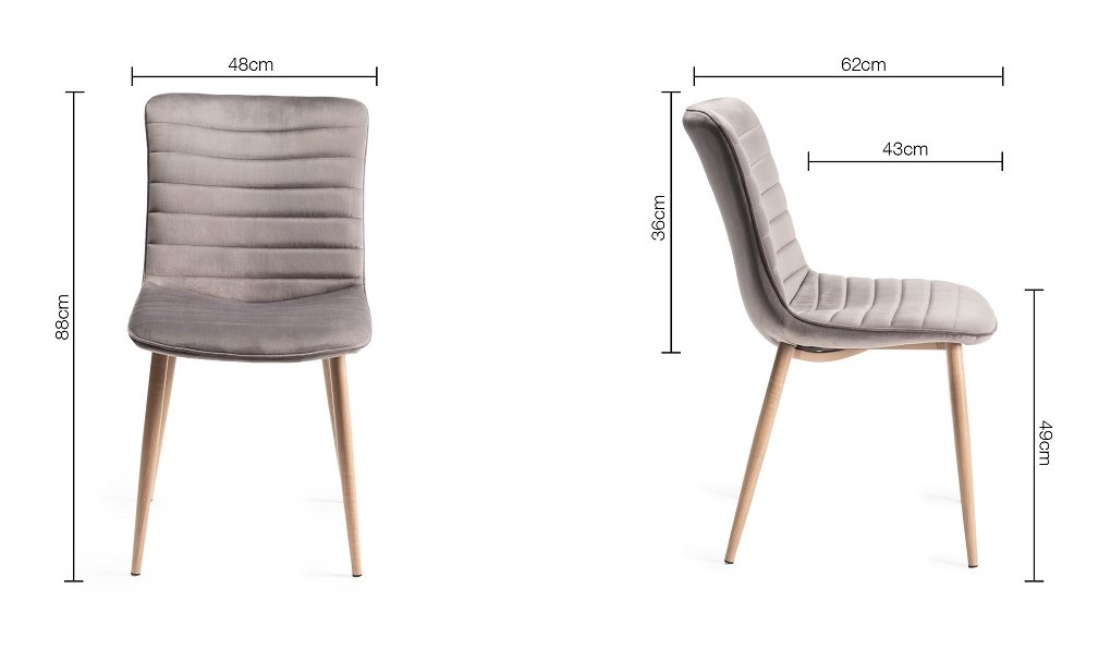 Eriksen - Dining Chair in Light Grey Velvet (Pair)