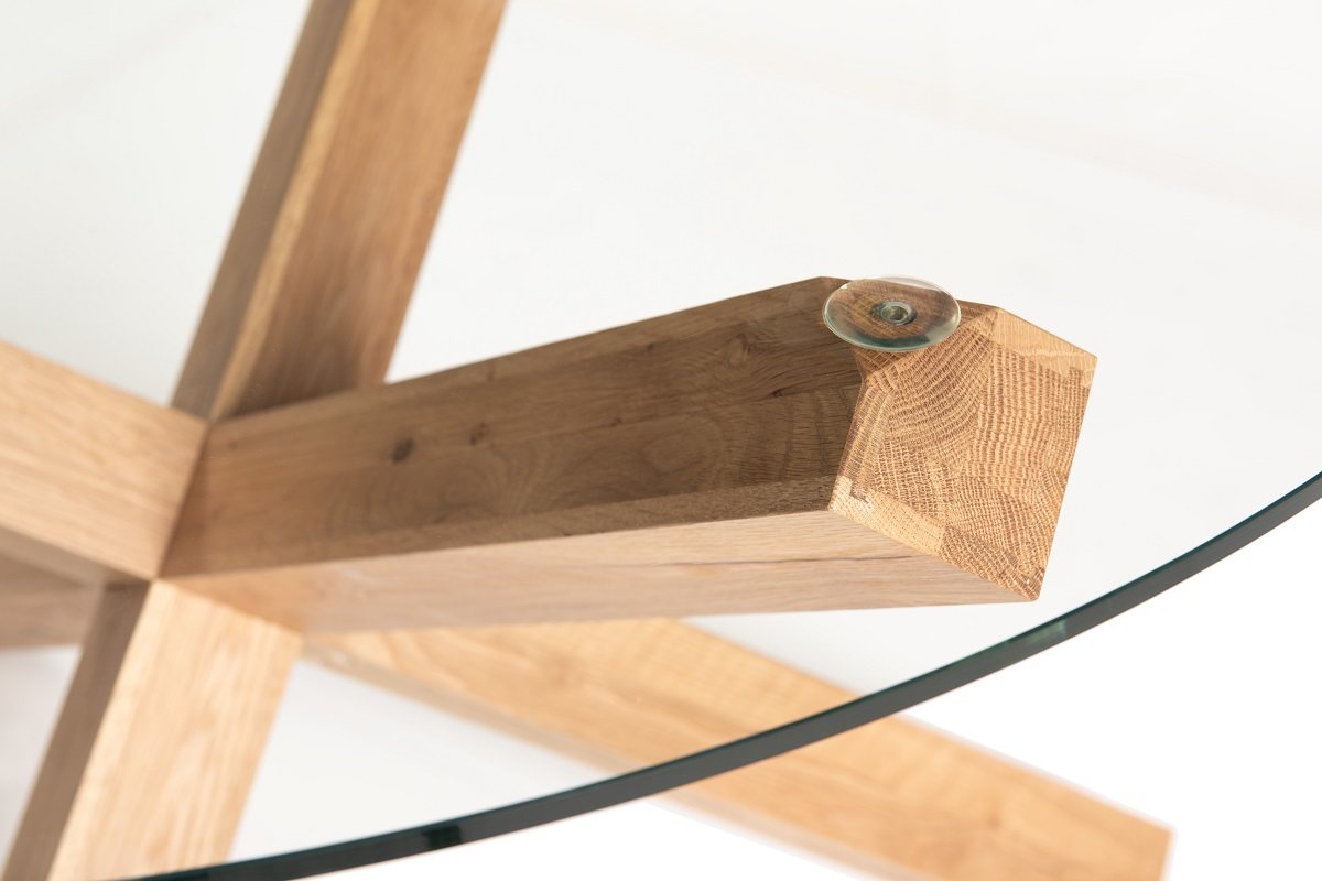 Goya - Light Oak Glass 4 Seater Dining Table & 4 Mustard Velvet Dali Dining Chairs