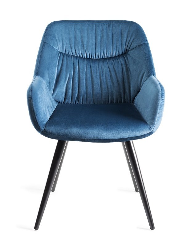 Goya - Light Oak Glass 4 Seater Dining Table & 4 Blue Velvet Dali Dining Chairs