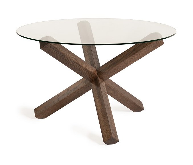 Goya - Dark Oak Glass 4 Seater Dining Table & 4 Dark Grey Faux Leather Cezanne Dining Chairs