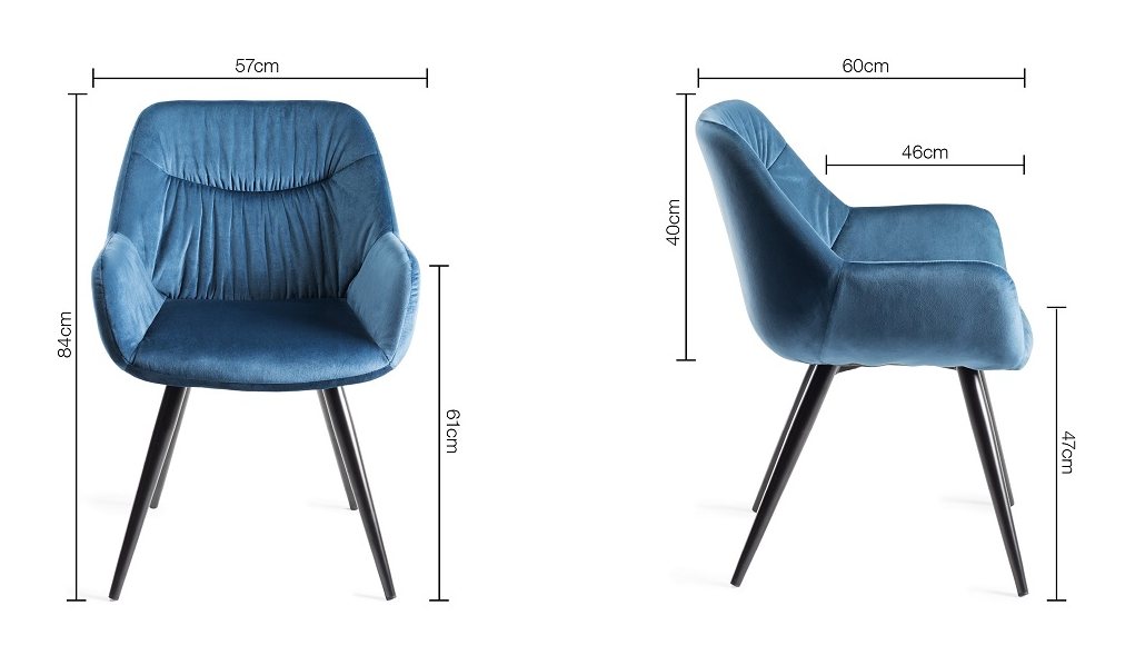 Dali - Dining Chair in Blue Velvet (Pair)