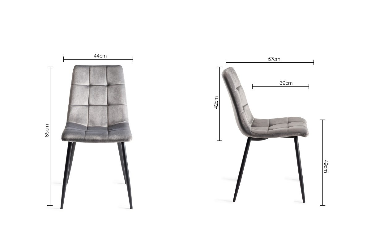 Johansen - Scandi Oak 4 Seater Dining Table & 4 Grey Velvet Mondrian Dining Chairs