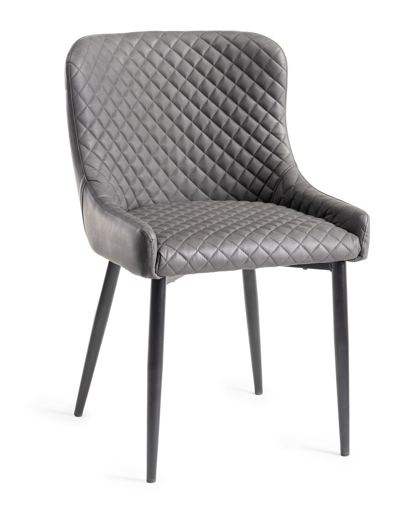 Cezanne - Dining Chair in Dark Grey Faux Leather (Pair)