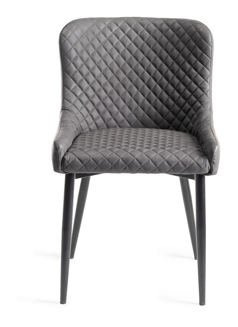 Cezanne - Dining Chair in Dark Grey Faux Leather (Pair)