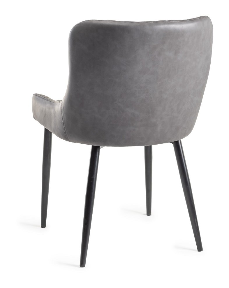 Cezanne - Dining Chair in Dark Grey Faux Leather (Pair)
