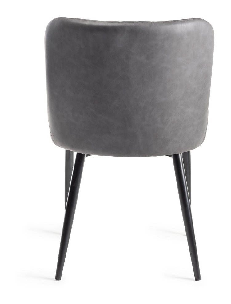 Cezanne - Dining Chair in Dark Grey Faux Leather (Pair)
