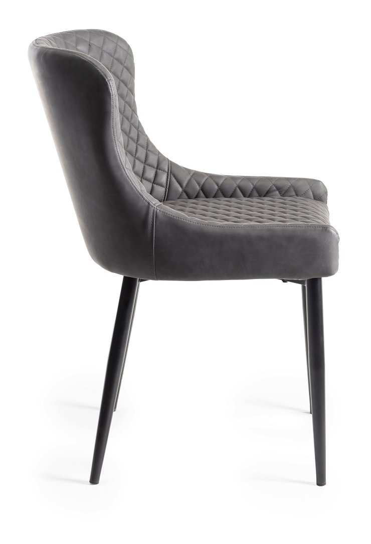 Cezanne - Dining Chair in Dark Grey Faux Leather (Pair)