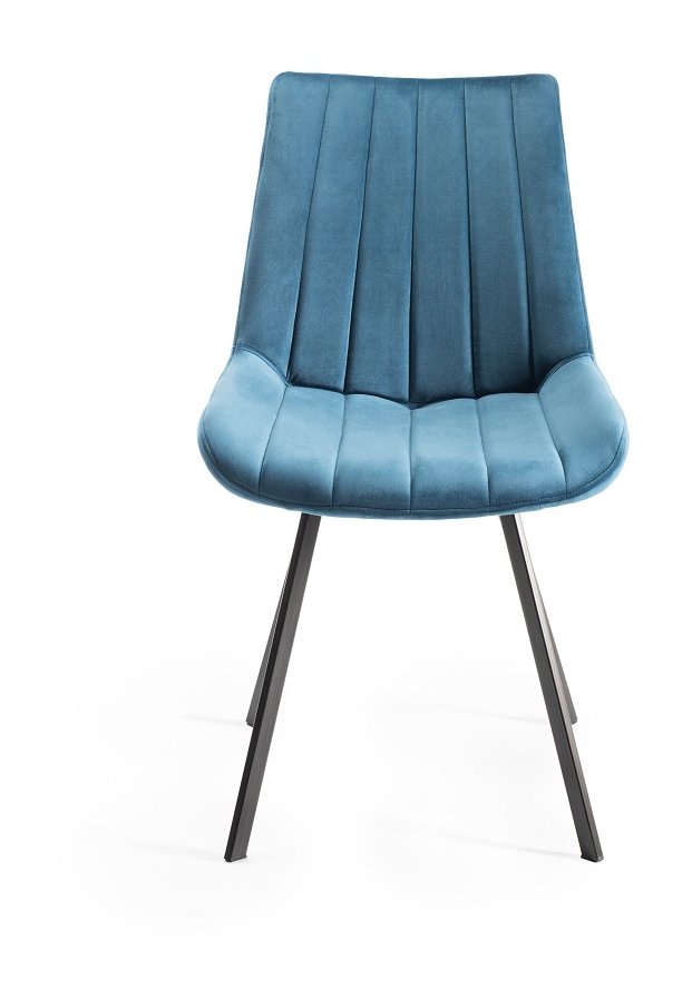 Blake - Light Oak 6-8 Seater Extendable Dining Table & 6 Blue Velvet Fontana Dining Chairs