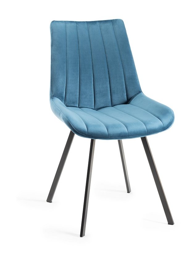 Blake - Light Oak 8-10 Seater Extendable Dining Table & 8 Blue Velvet Fontana Dining Chairs