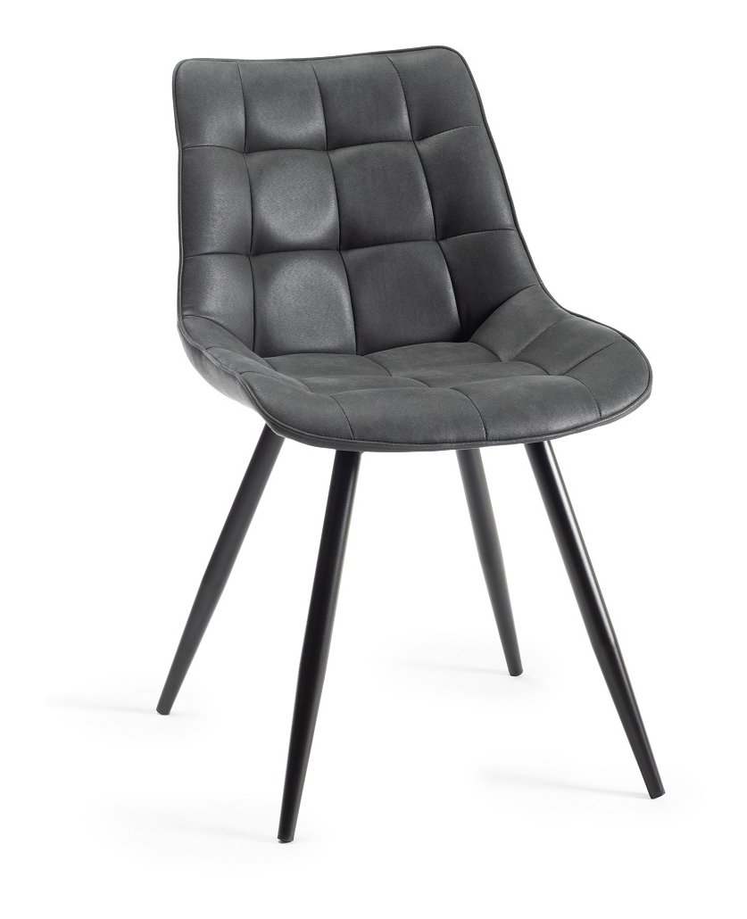 Seurat - Dining Chair in Dark Grey Faux Suede (Pair)