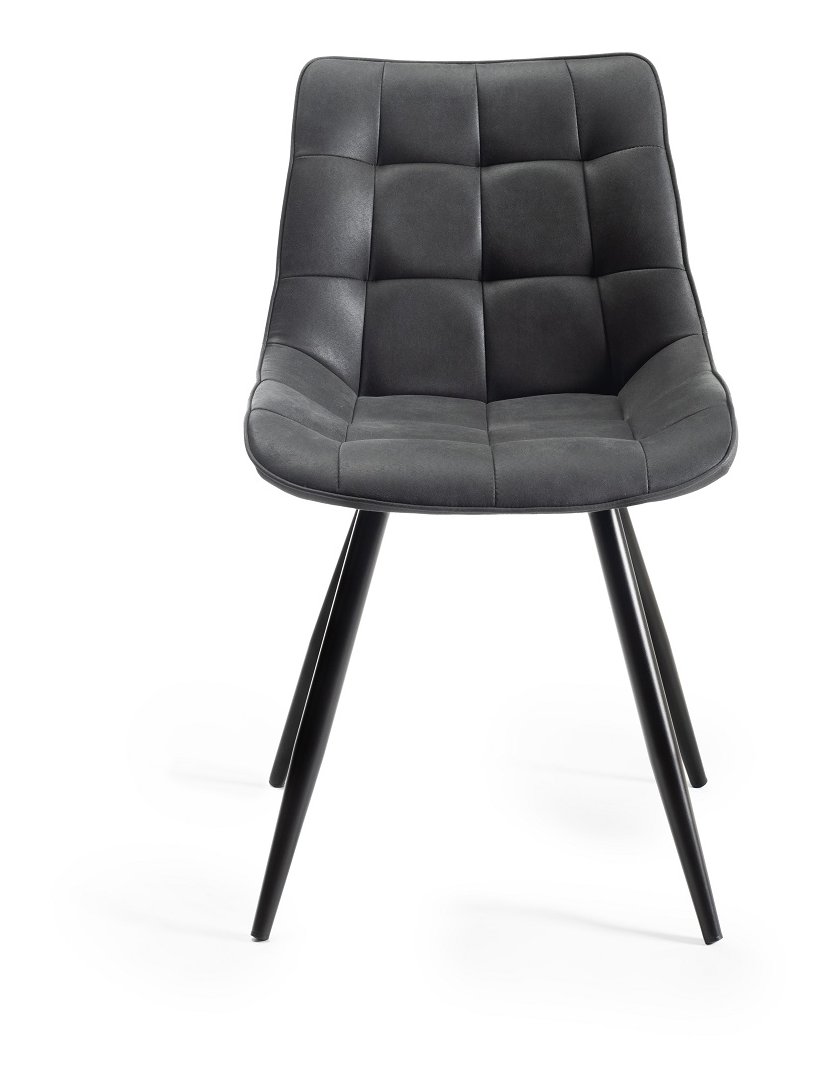 Seurat - Dining Chair in Dark Grey Faux Suede (Pair)