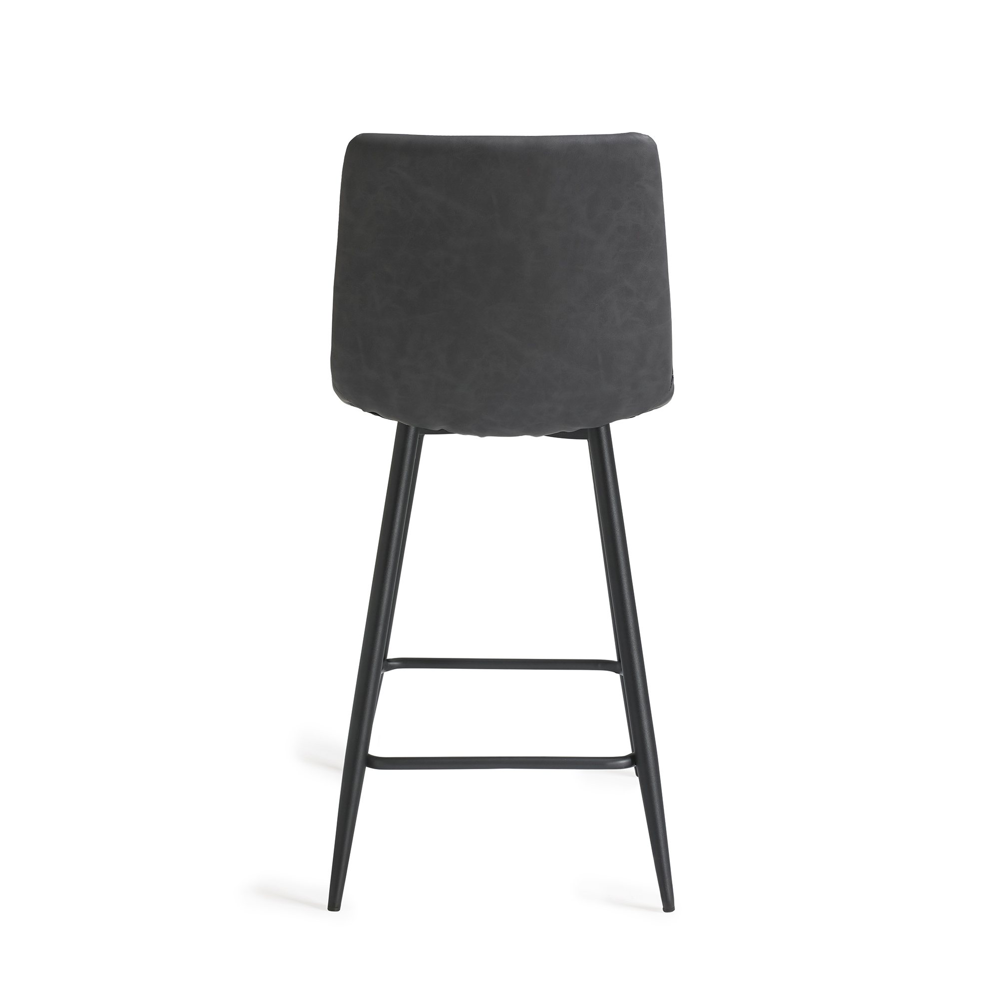 Mondrian - Bar Stool in Dark Grey Faux Leather (Pair)