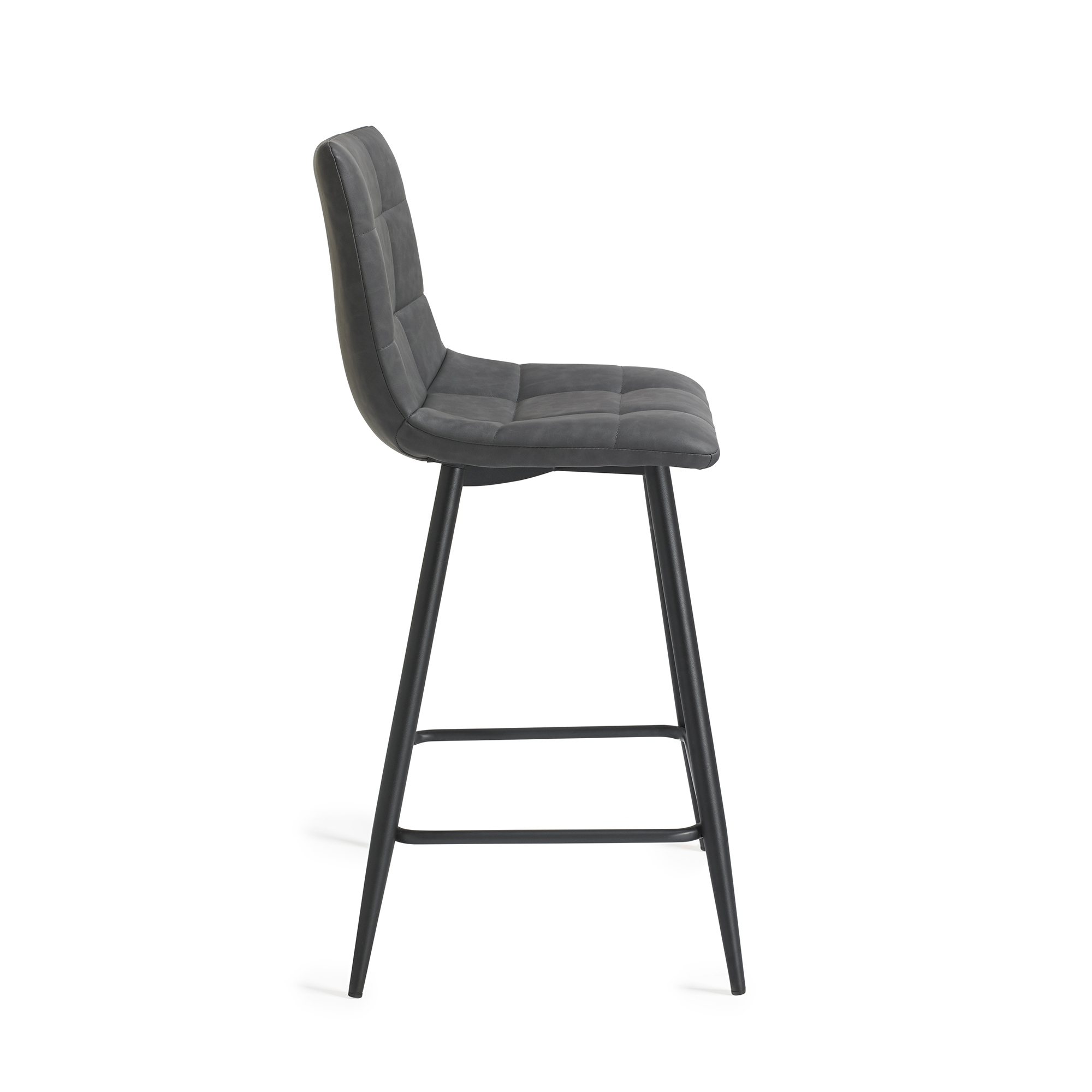 Mondrian - Bar Stool in Dark Grey Faux Leather (Pair)