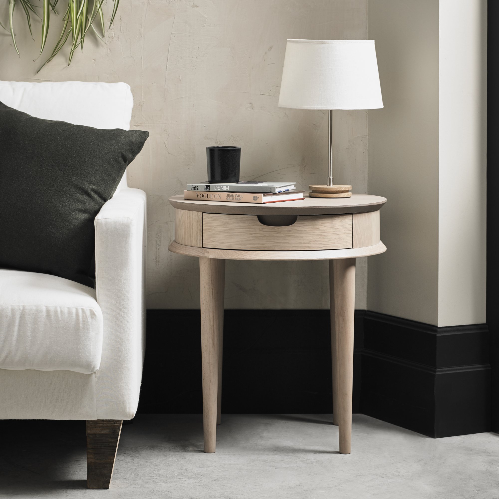 Johansen Scandi Oak Lamp Table With Drawer