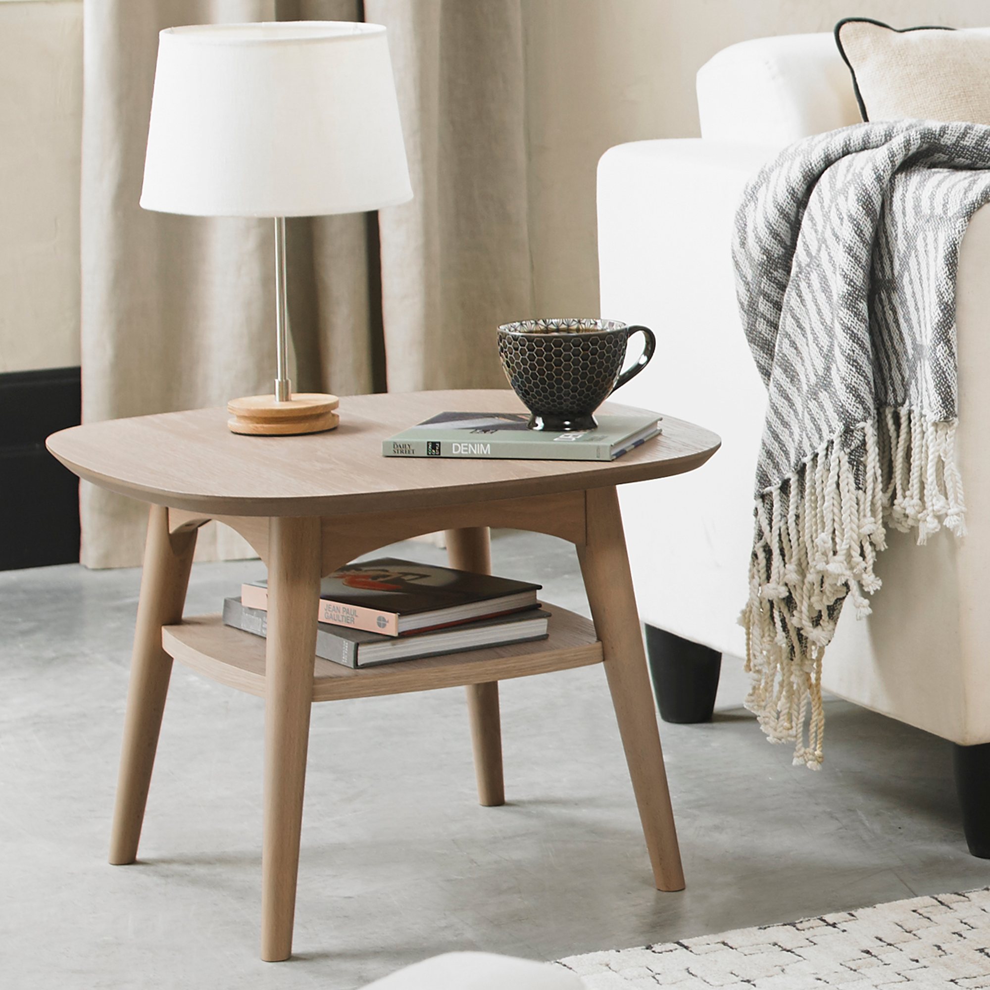 Johansen Scandi Oak Lamp Table With Shelf