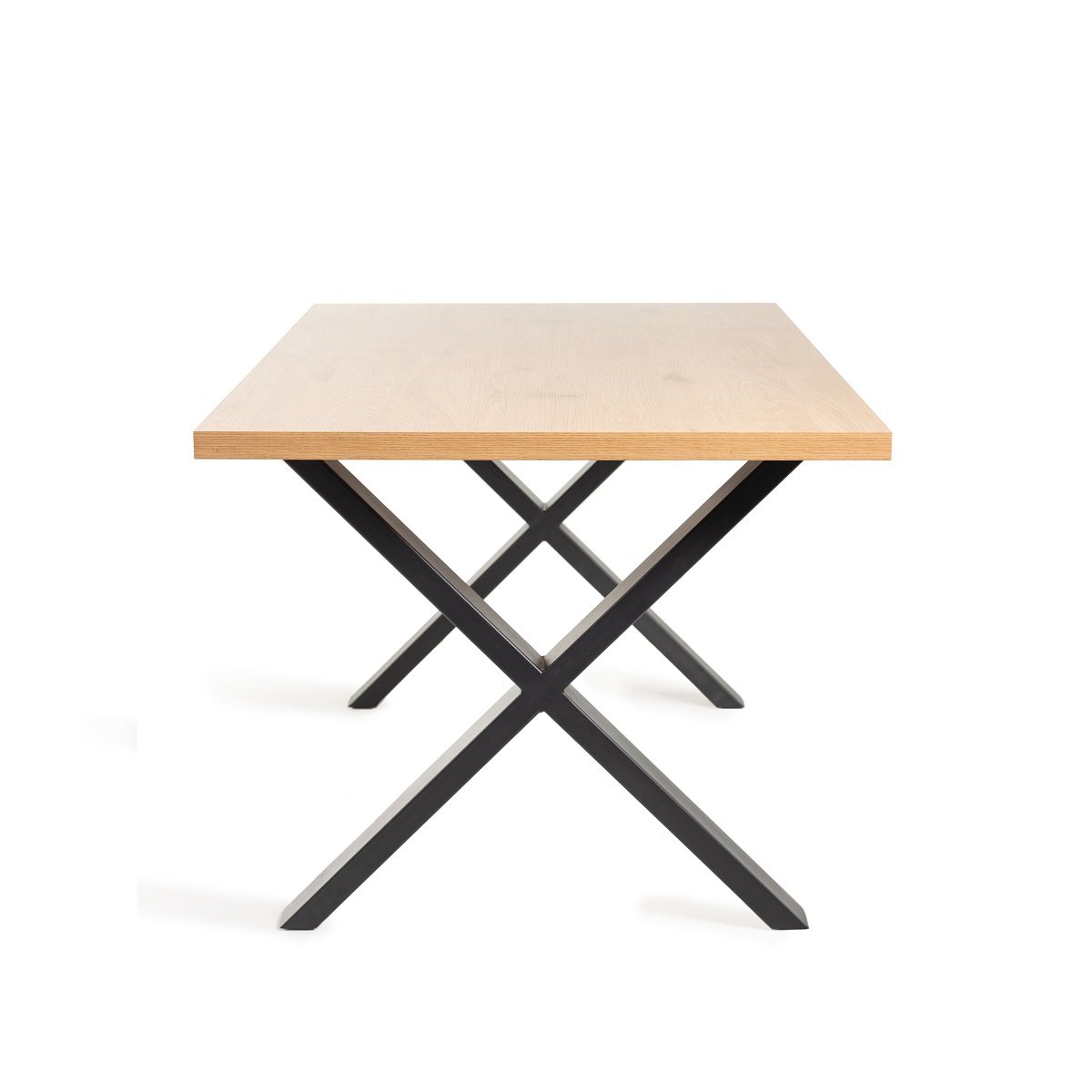 Ramsay - X Leg Oak Effect 6 Seater Dining Table