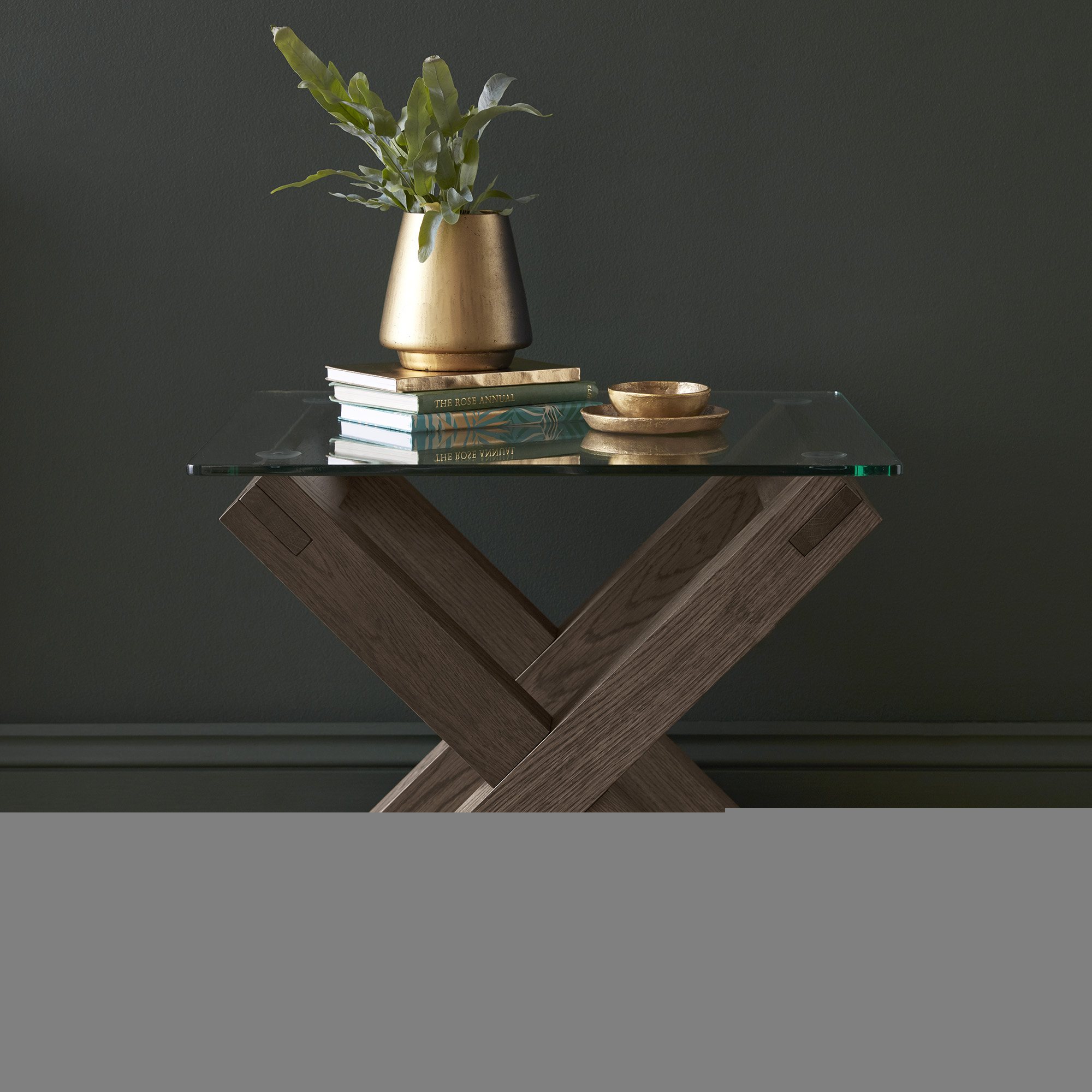 Goya Dark Oak Glass Lamp Table