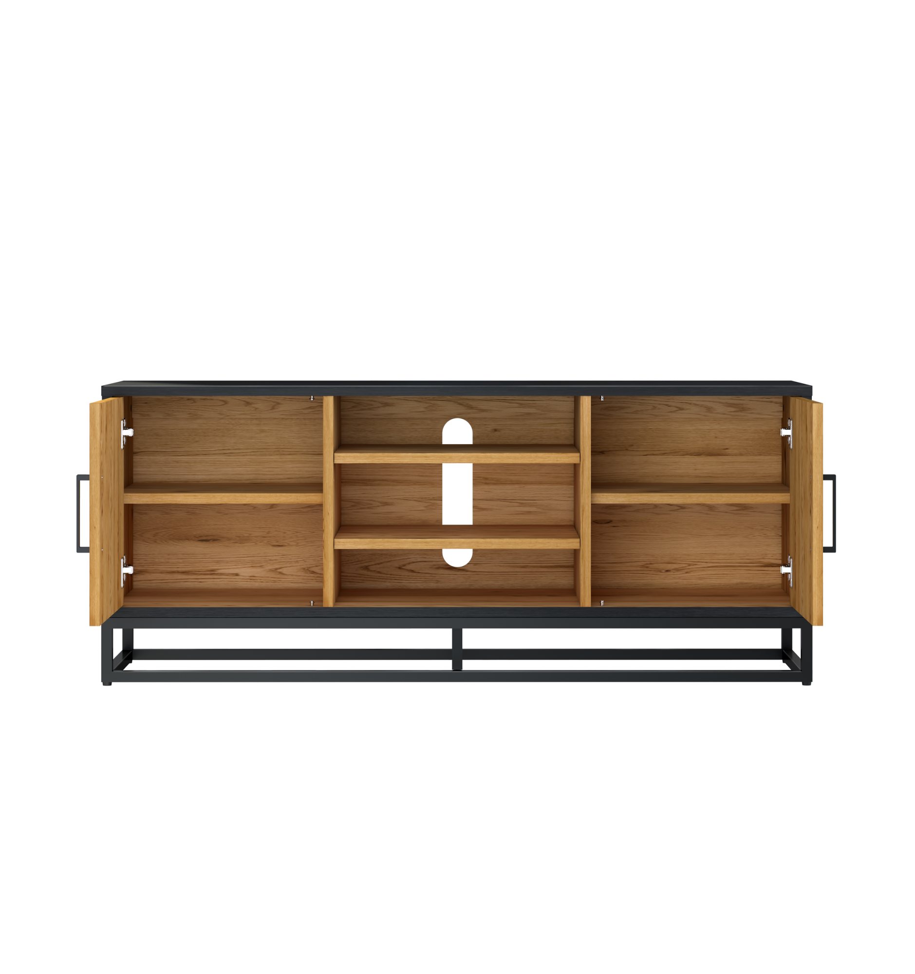 Lowry - Rustic Oak Media Unit with Peppercorn Frame