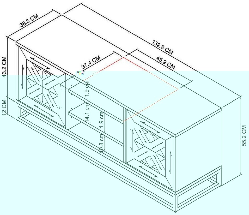 Lowry - Rustic Oak Media Unit with Peppercorn Frame