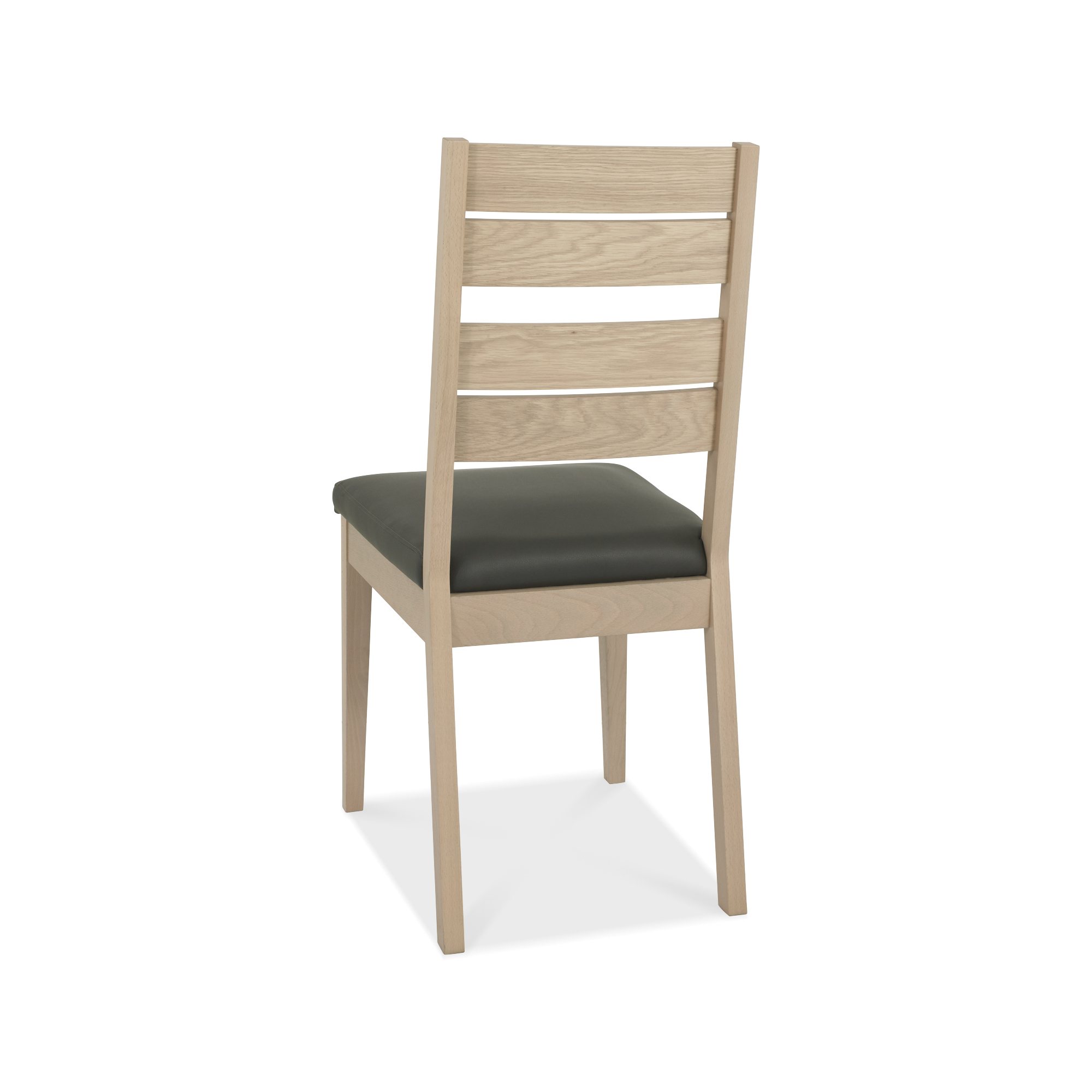Hopper - Scandi Oak Dining Chair in Grey Bonded Leather (Pair)