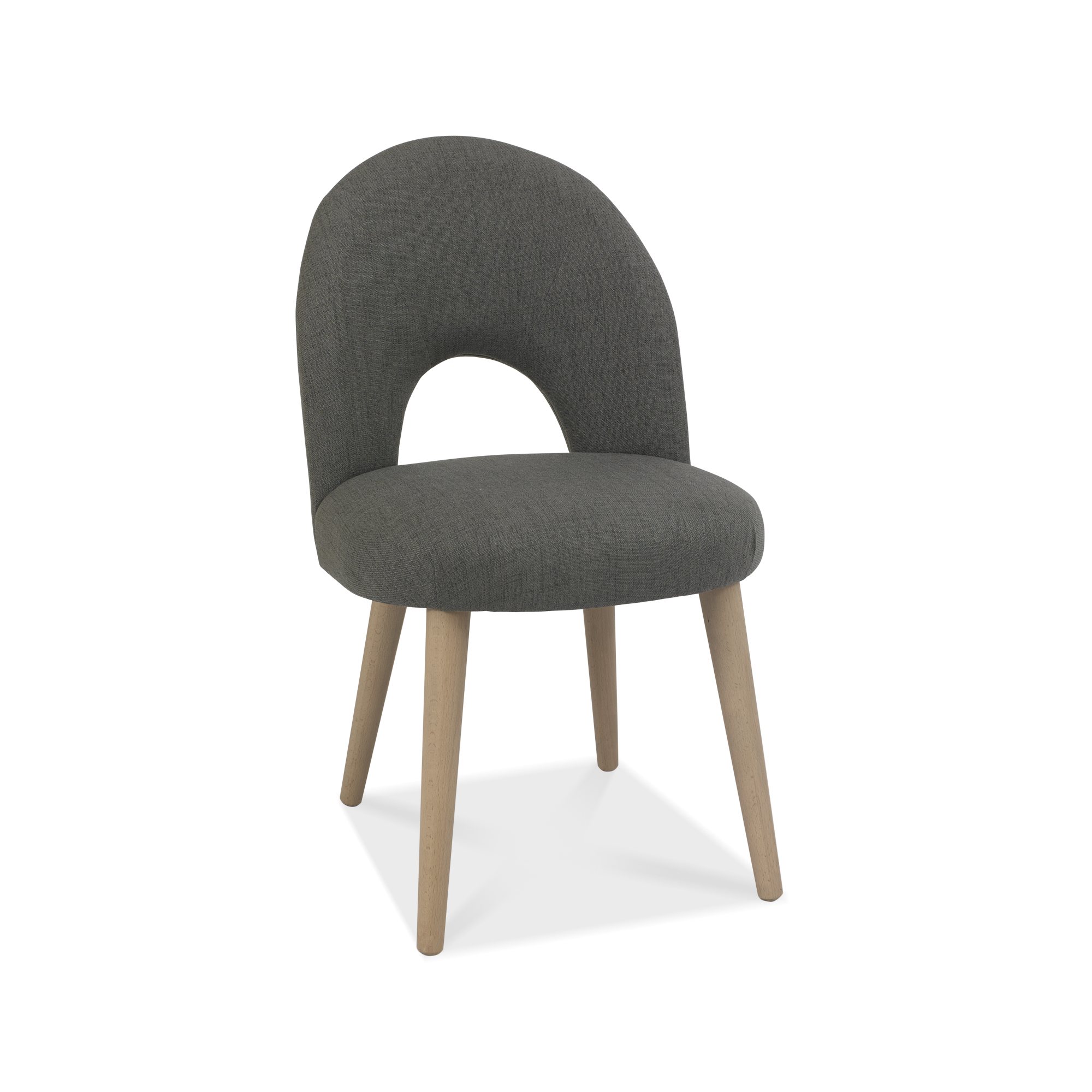 Johansen - Scandi Oak Upholstered Dining Chair in Cold Steel Fabric (Pair)