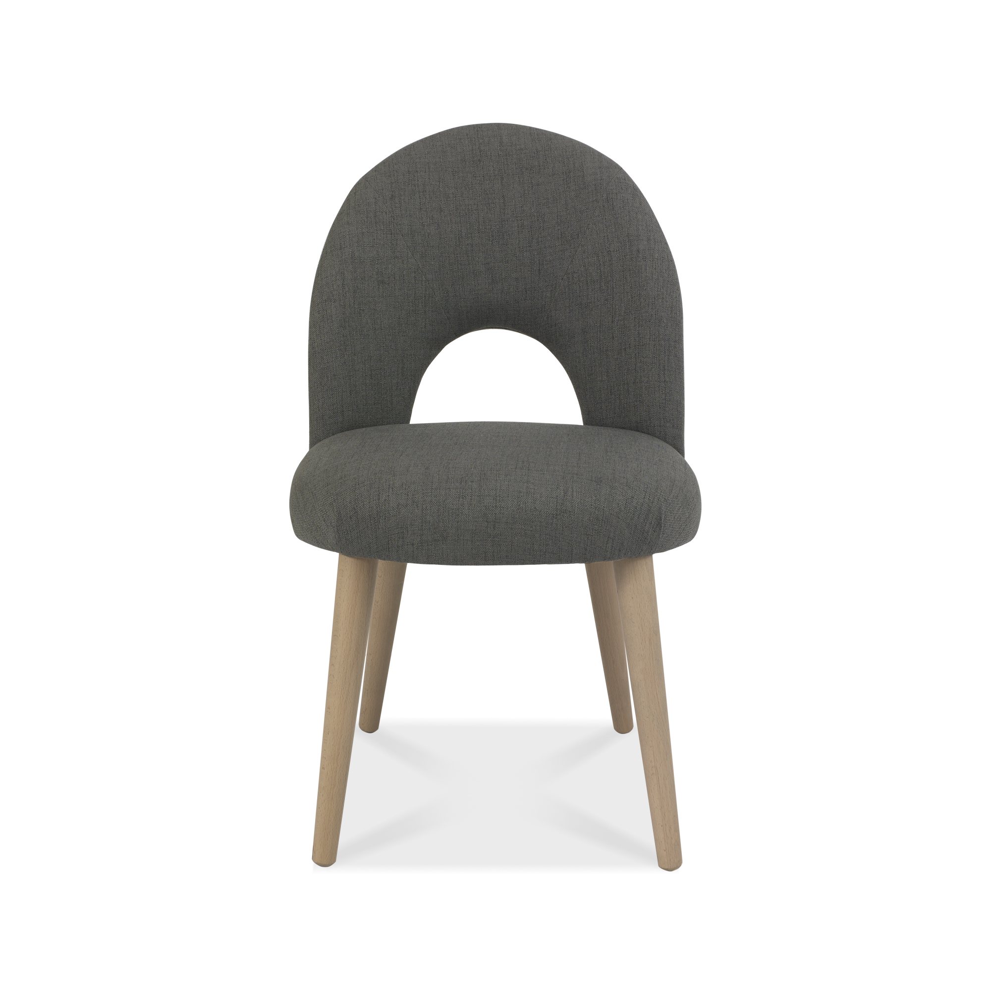 Johansen - Scandi Oak Upholstered Dining Chair in Cold Steel Fabric (Pair)