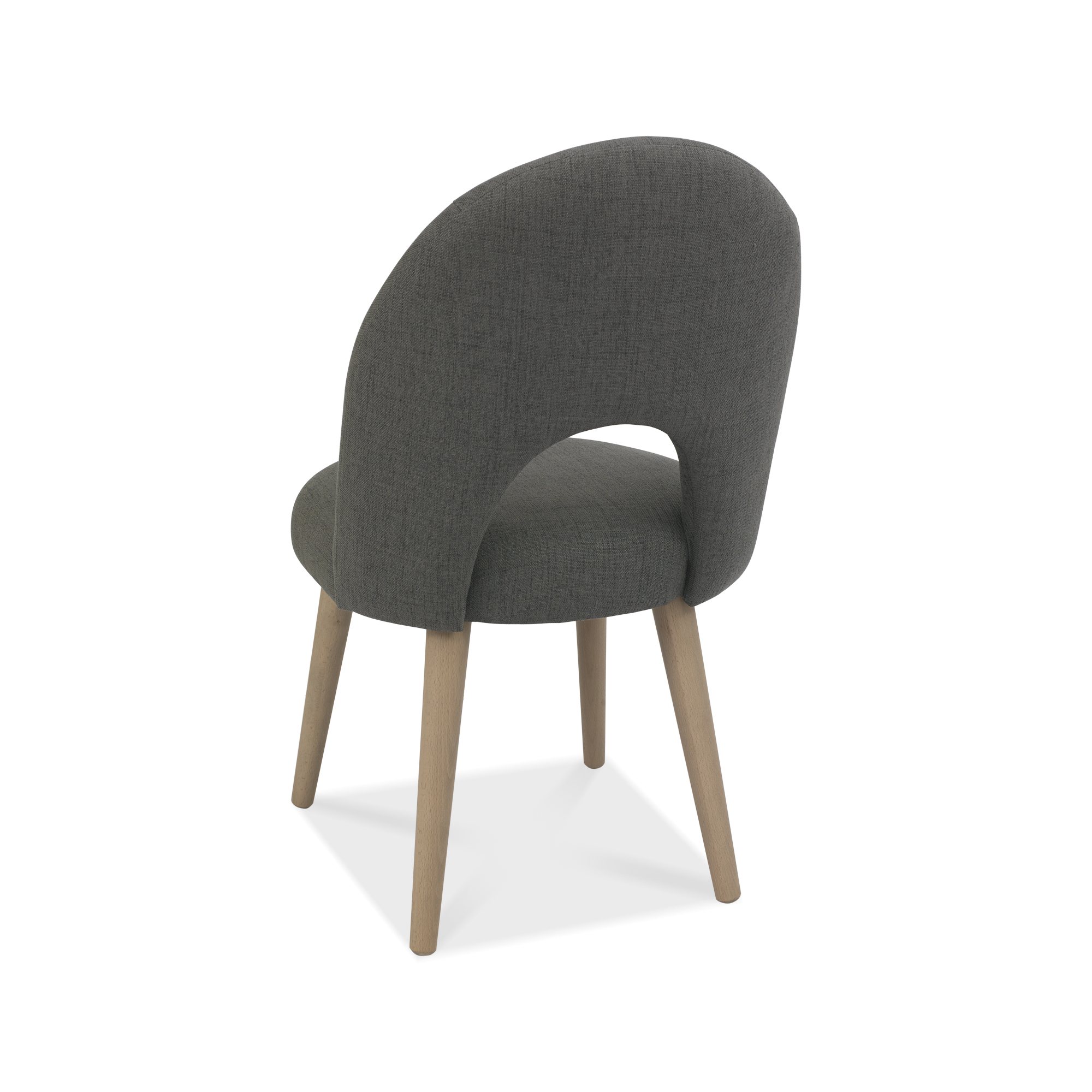 Johansen - Scandi Oak Upholstered Dining Chair in Cold Steel Fabric (Pair)