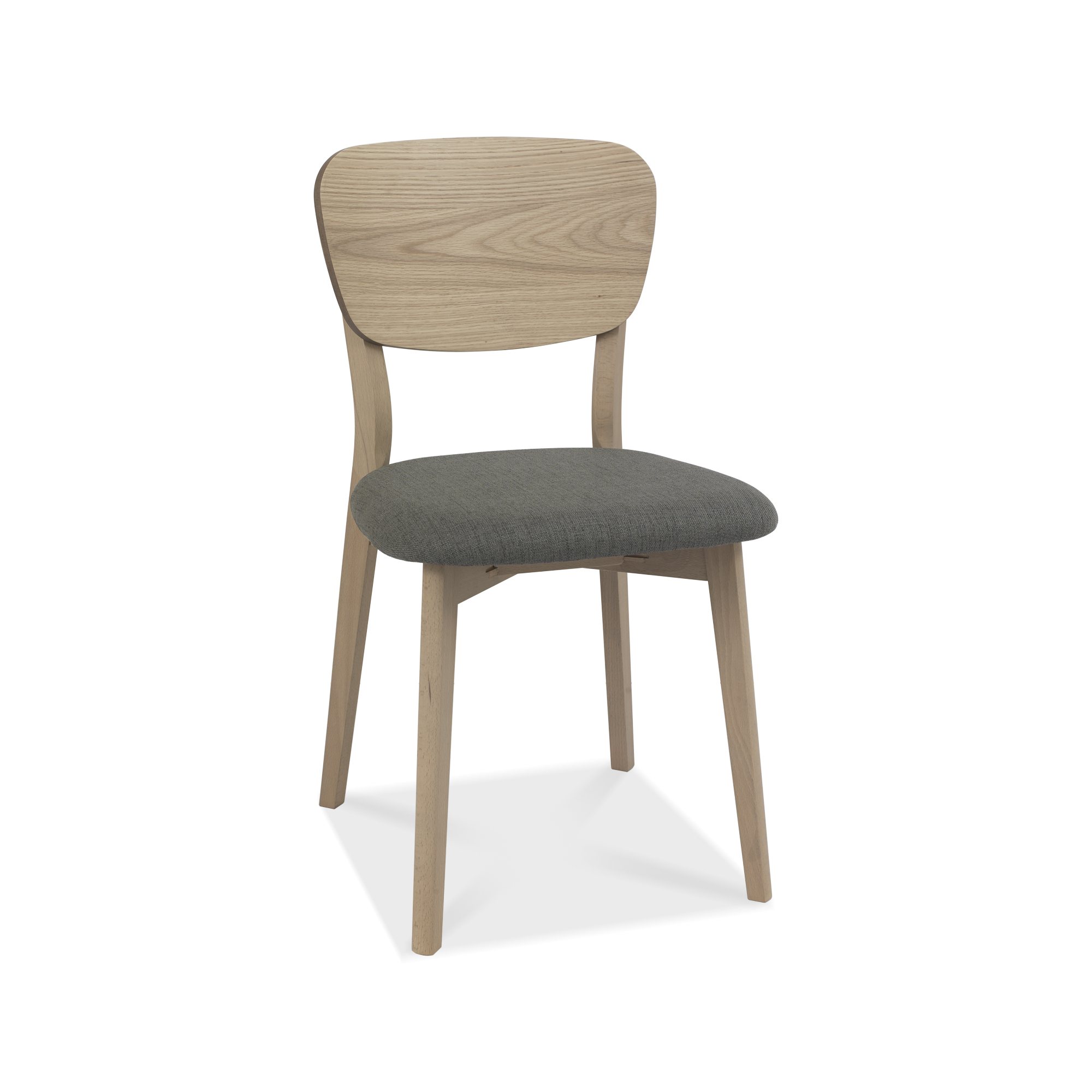 Johansen - Scandi Oak Dining Chair in Cold Steel Fabric (Pair)