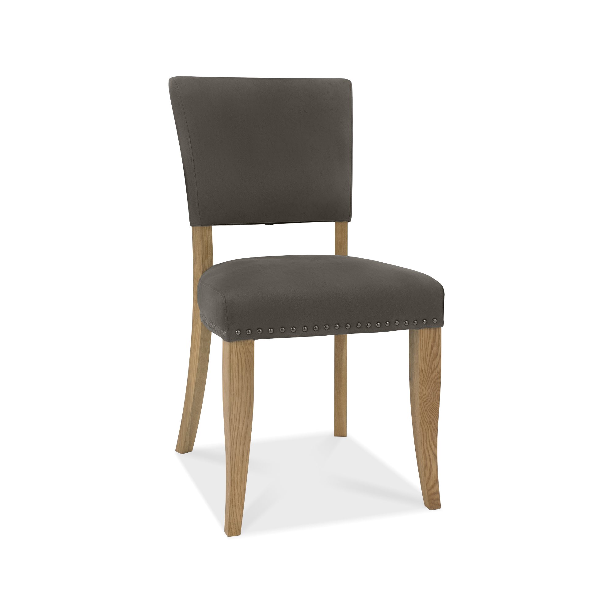 Lowry - Rustic Oak Dining Chair in Dark Grey Fabric (Pair)