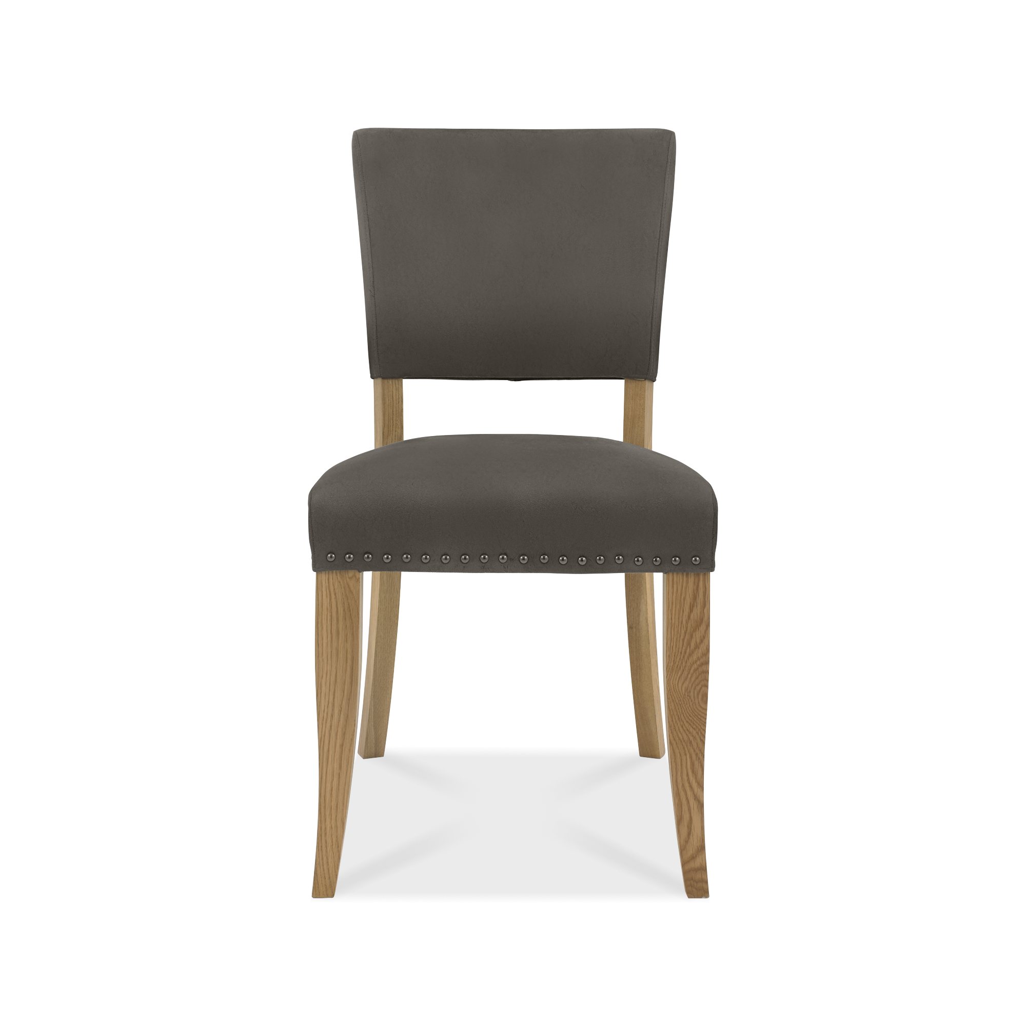 Lowry - Rustic Oak Dining Chair in Dark Grey Fabric (Pair)