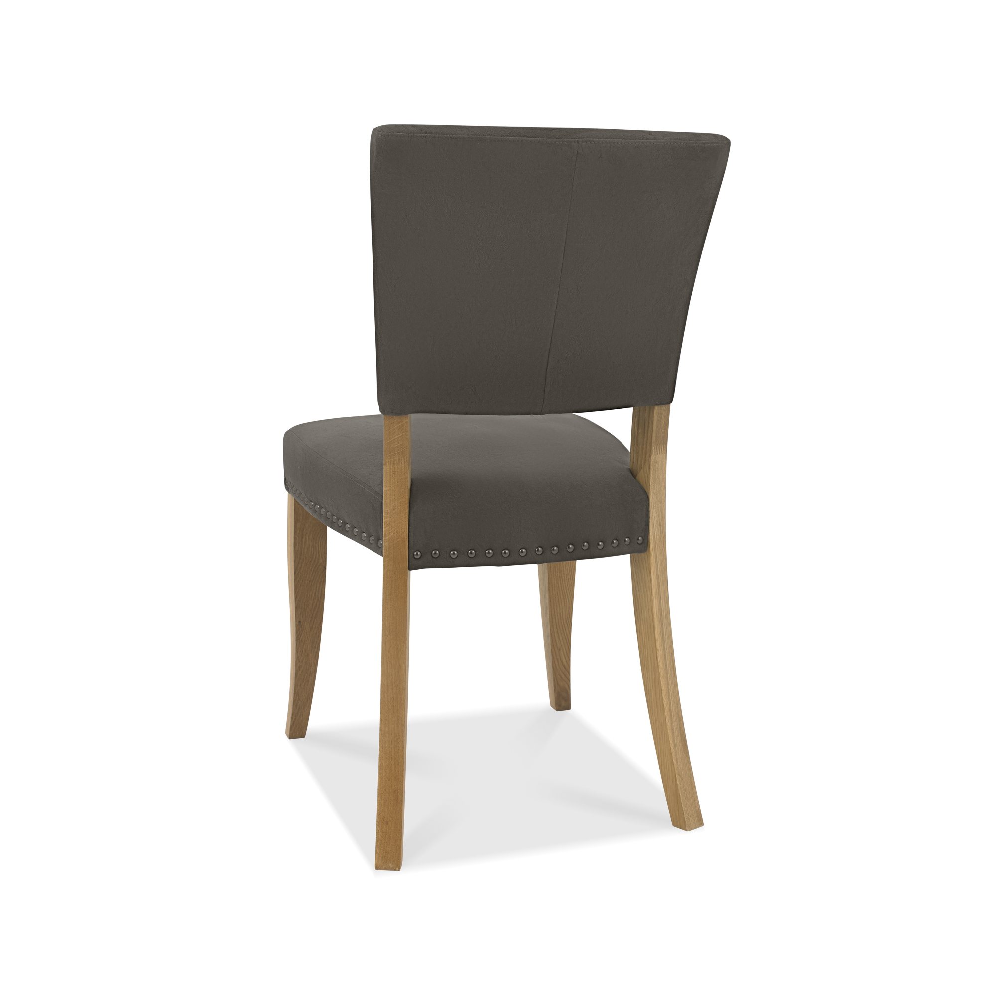 Lowry - Rustic Oak Dining Chair in Dark Grey Fabric (Pair)