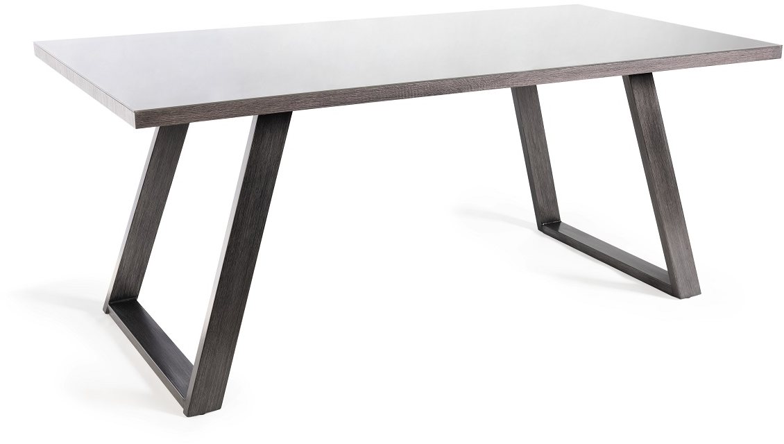 Hirst - Grey Glass 6 Seater Dining Table & 6 Blue Velvet Fontana Dining Chairs