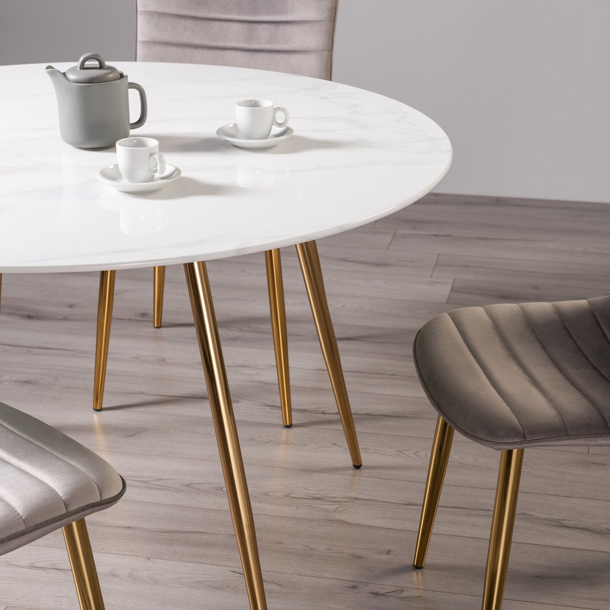 Francesca - White Ceramic 4 Seater Circular Dining Table