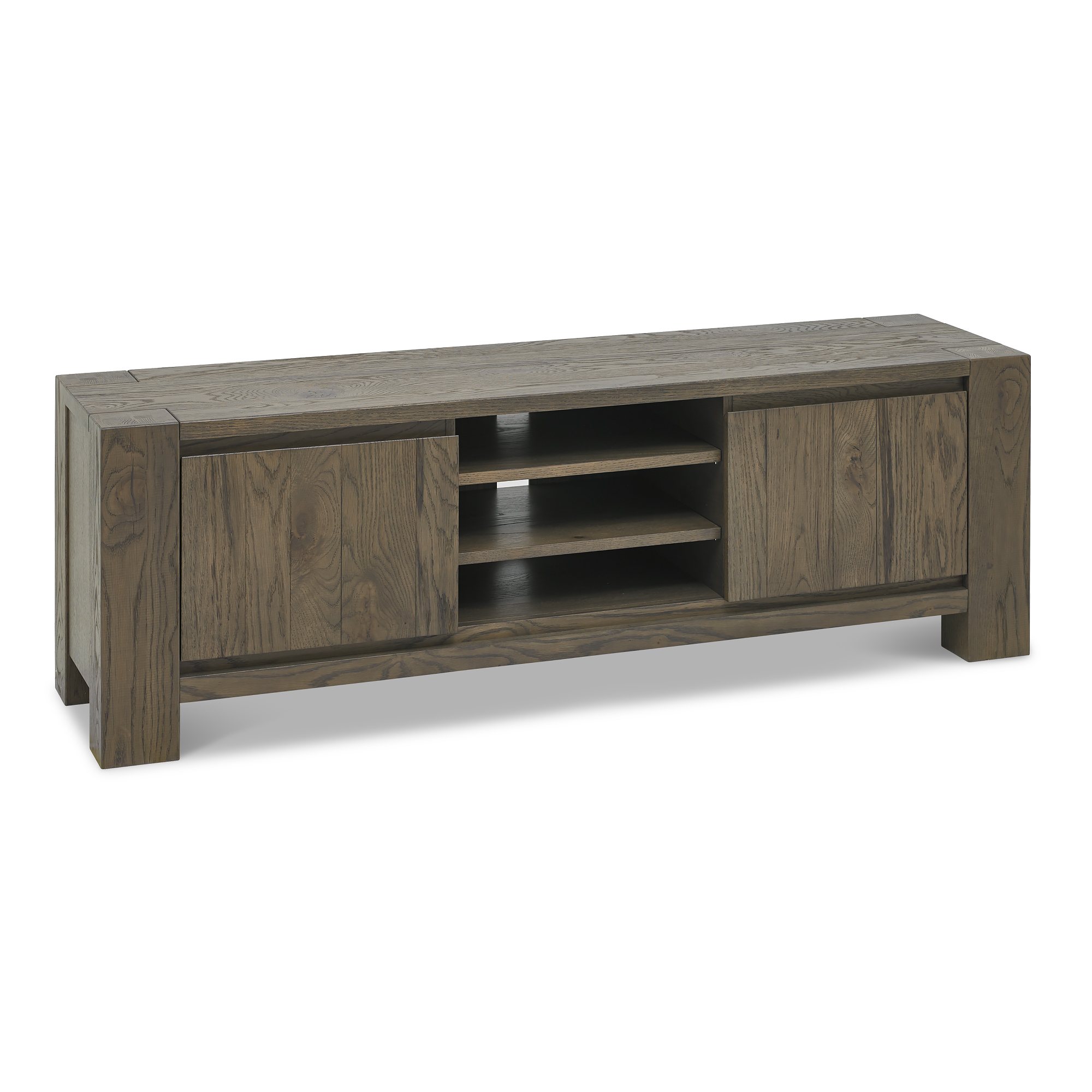 Home Origins Constable Fumed Oak Entertainment Unit- front angle shot