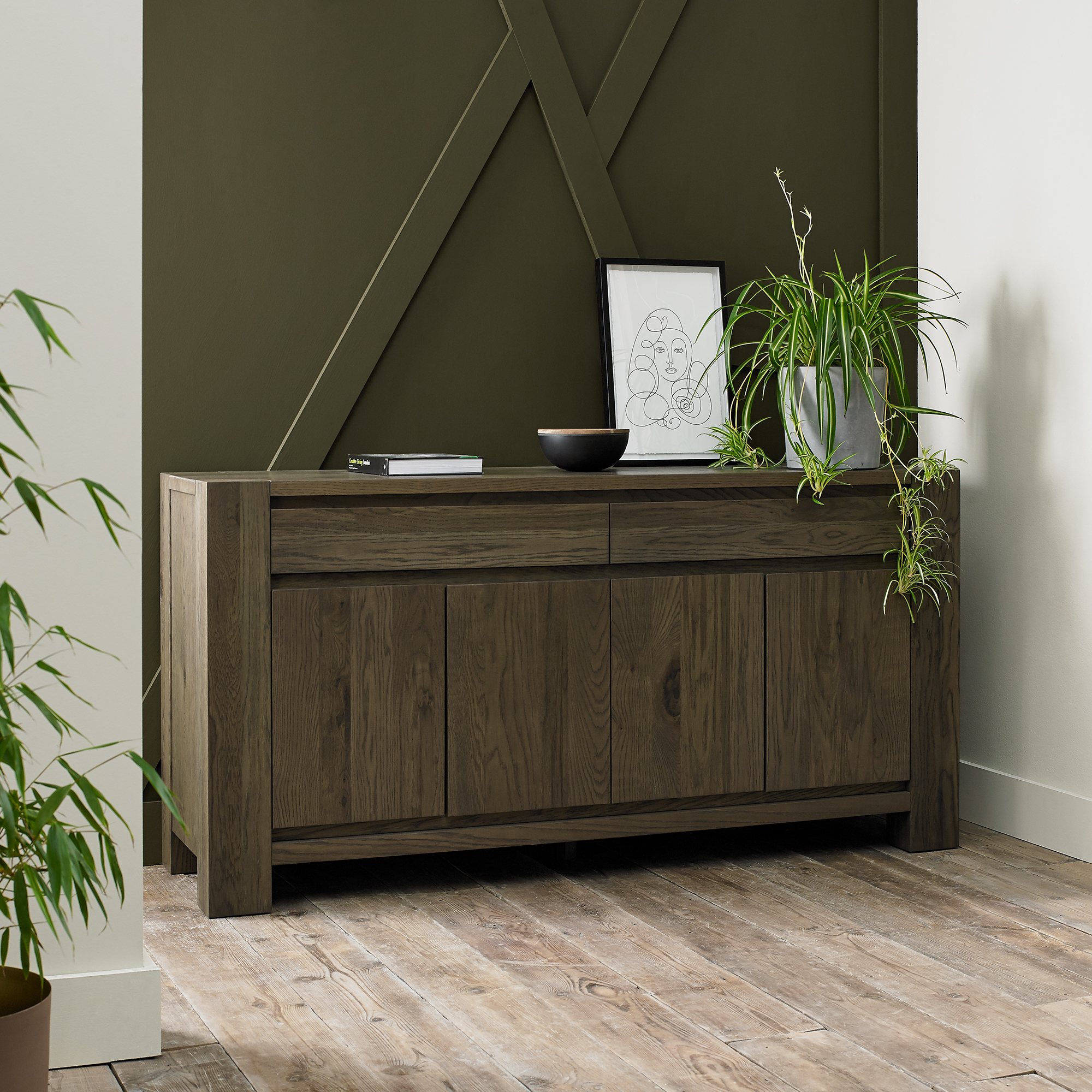 Home Origins Constable Fumed Oak Wide Sideboard- feature