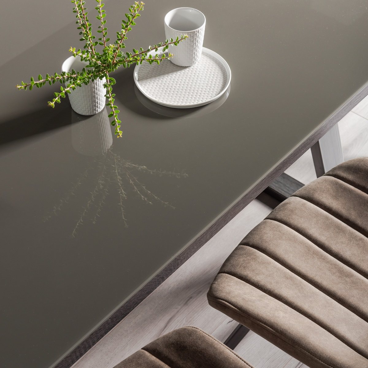 Hirst - Grey Glass 6 Seater Dining Table