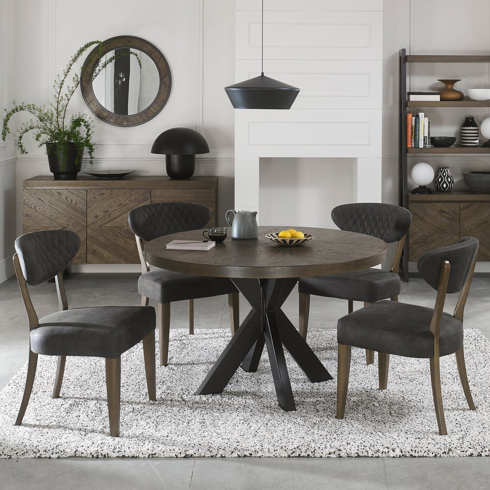 Bosco Fumed Oak 4 Seater Circular Dining Table
