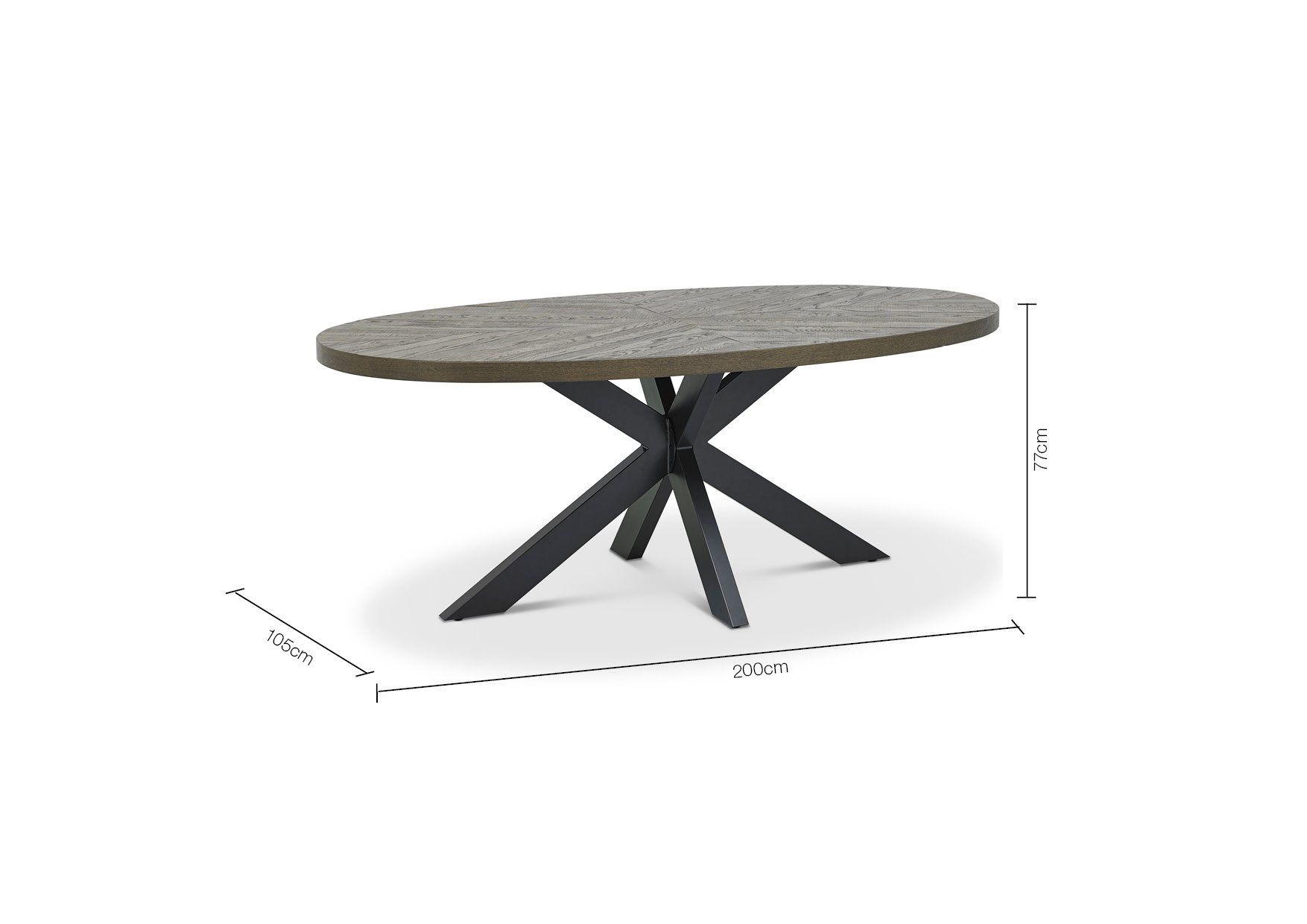 Home Origins Bosco fumed oak 6 seater dining table- line drawings