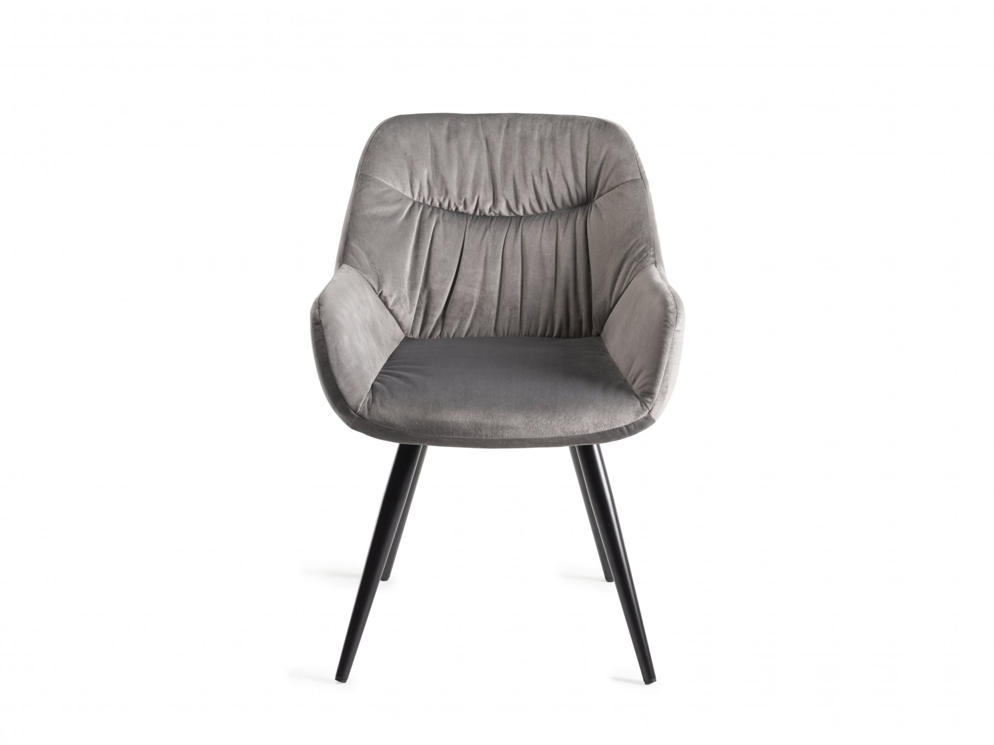 Home Origins Dali upholstered dining chair with sand black powder coated legs- grey velvet fabric- front on