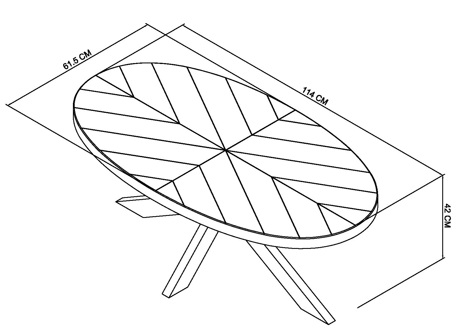 Home Origins Bosco Fumed Oak Coffee Table- line drawing