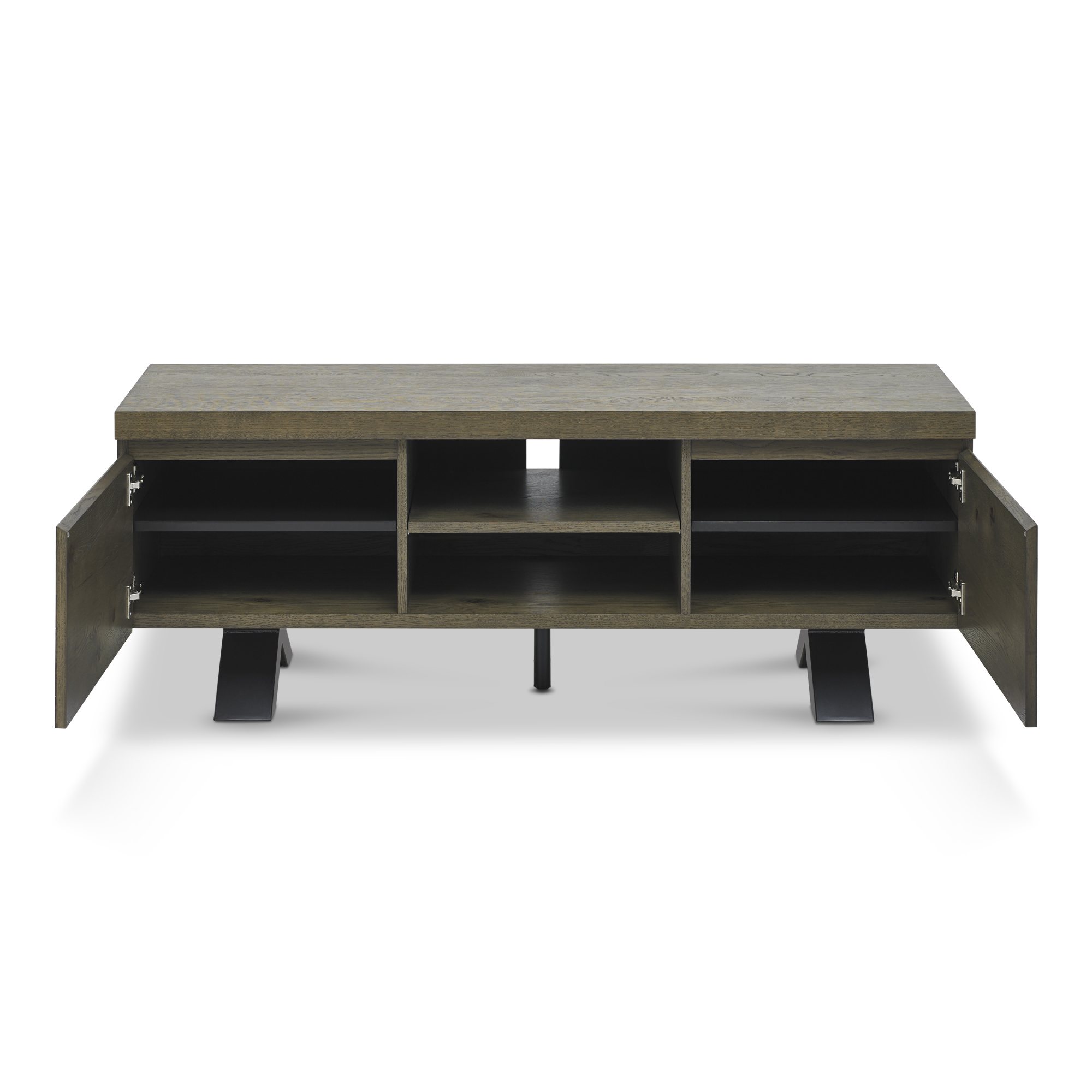 Home Origins Bosco Fumed Oak Entertainment Unit- open cabinets