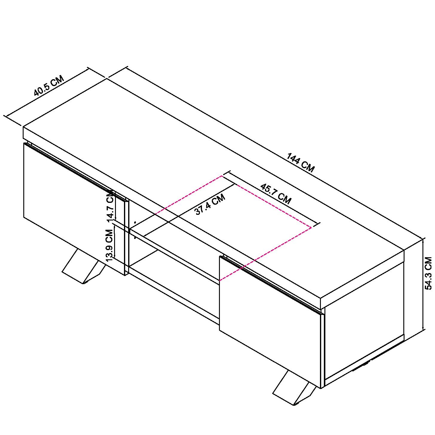 Home Origins Bosco Fumed Oak Entertainment Unit- line drawing