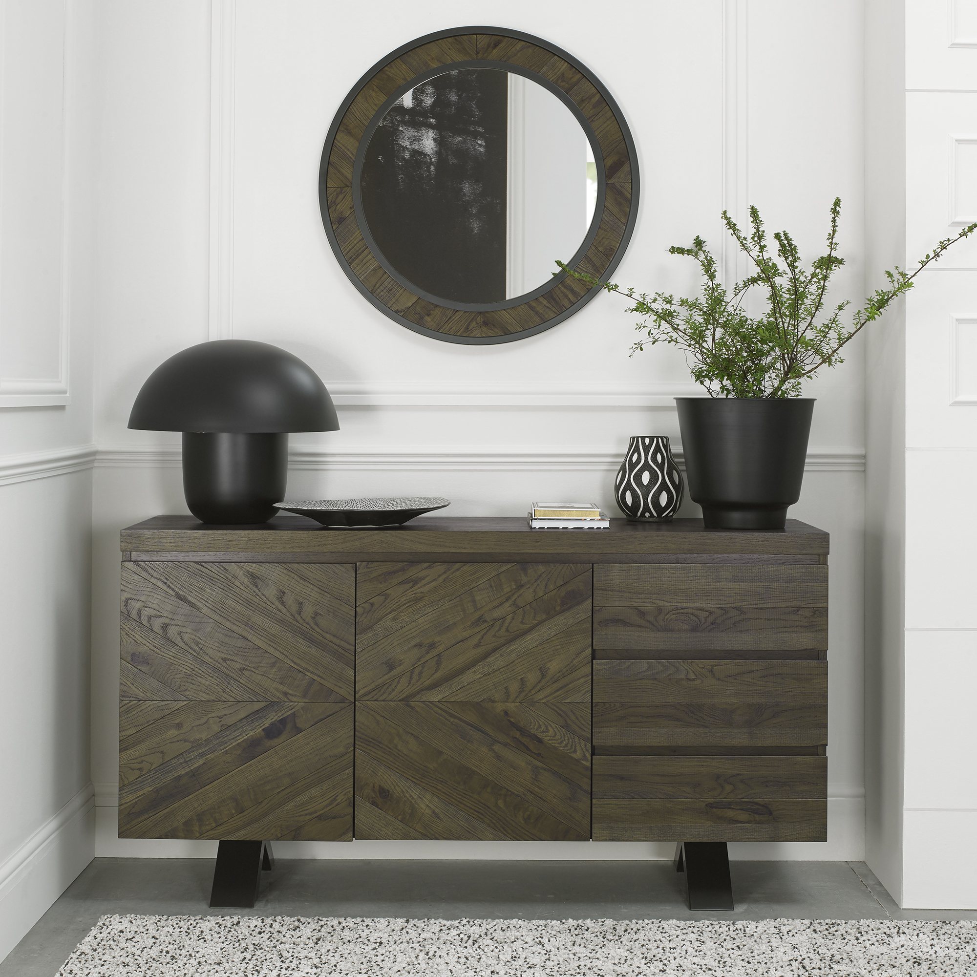 Home Origins Bosco Fumed Oak Wide Sideboard- feature