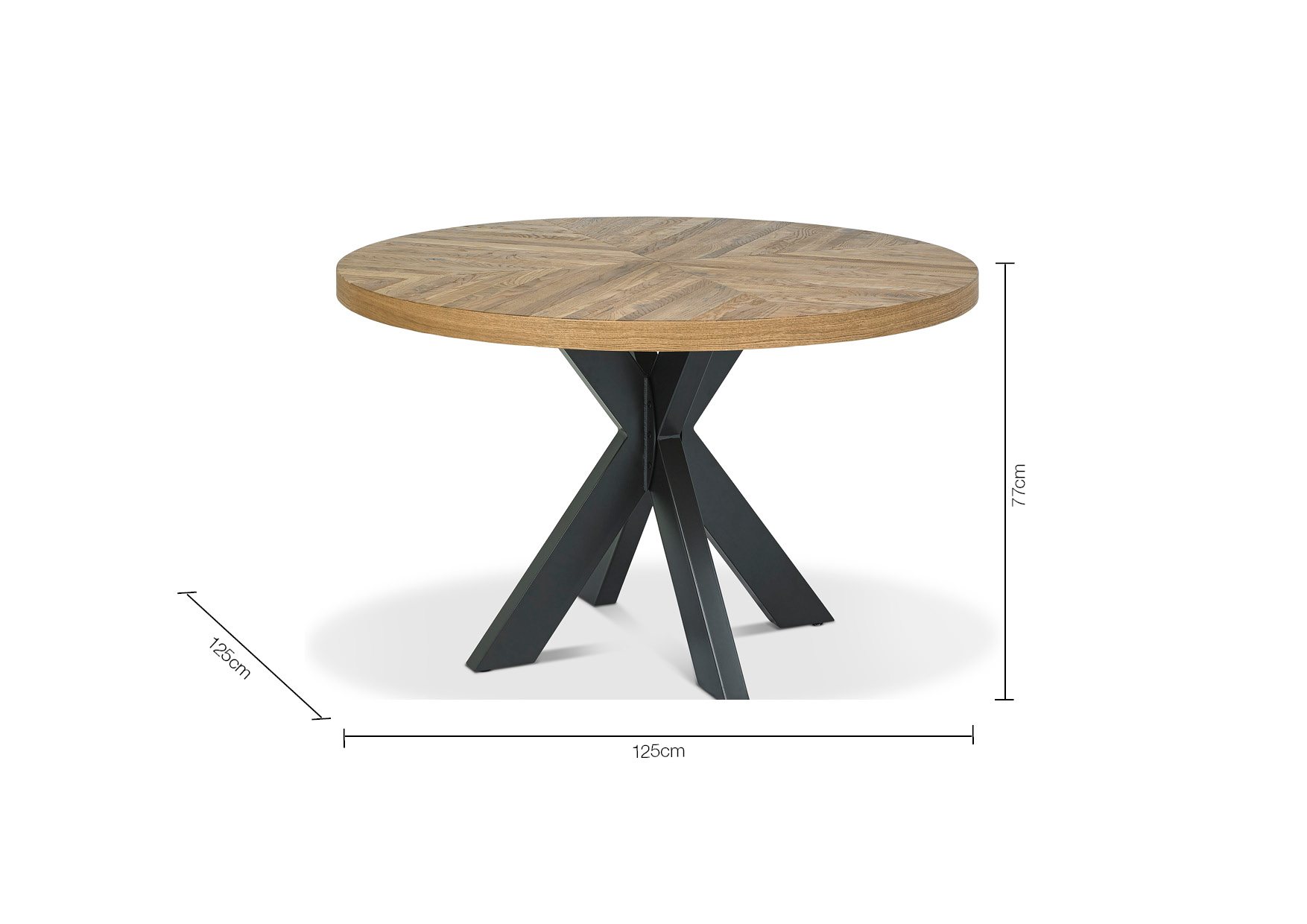 Home Origins Bosco Rustic Oak 4 Seat Circular Dining Table- line drawing