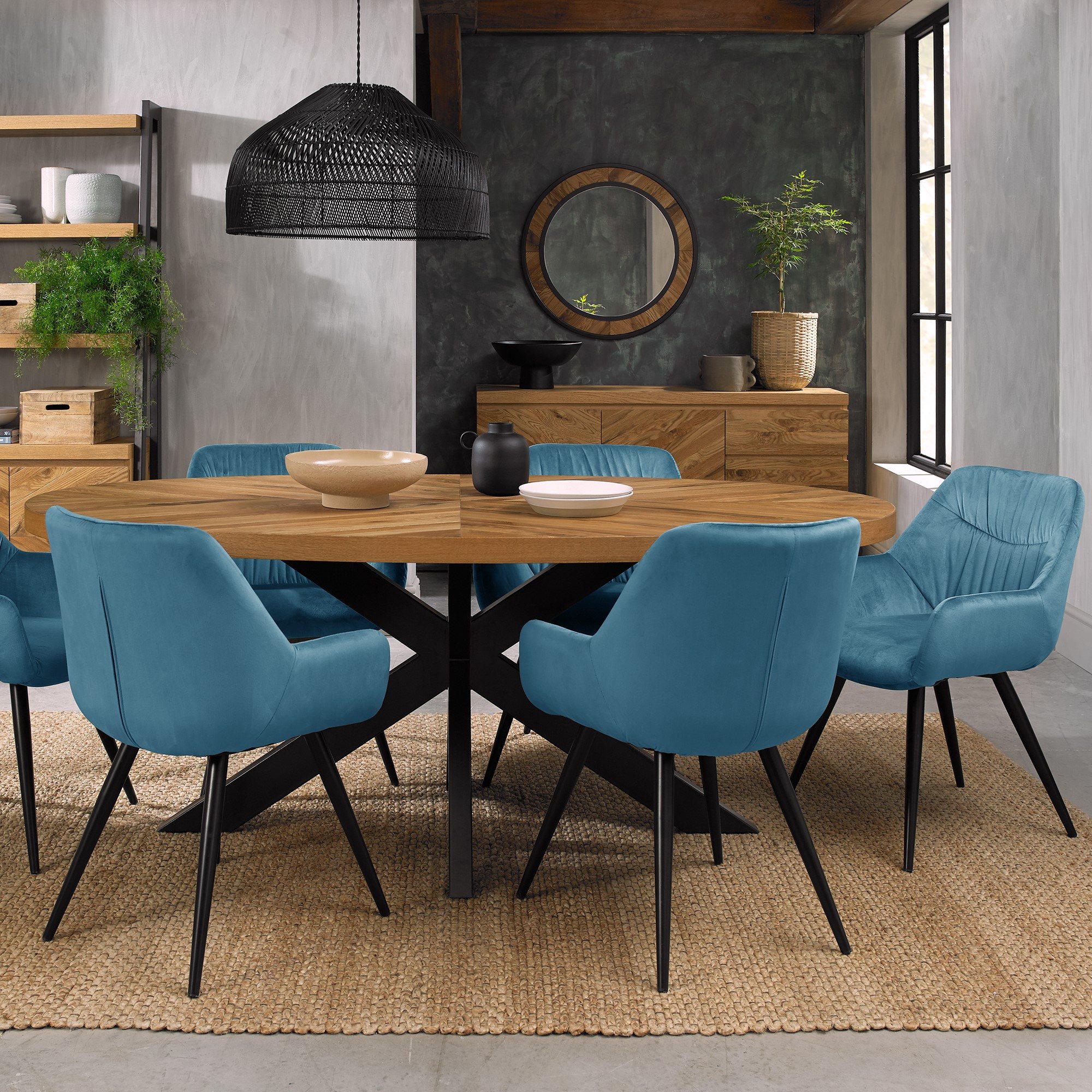 Home Origins Bosco Rustic Oak 6 Seat Dining Table- feature