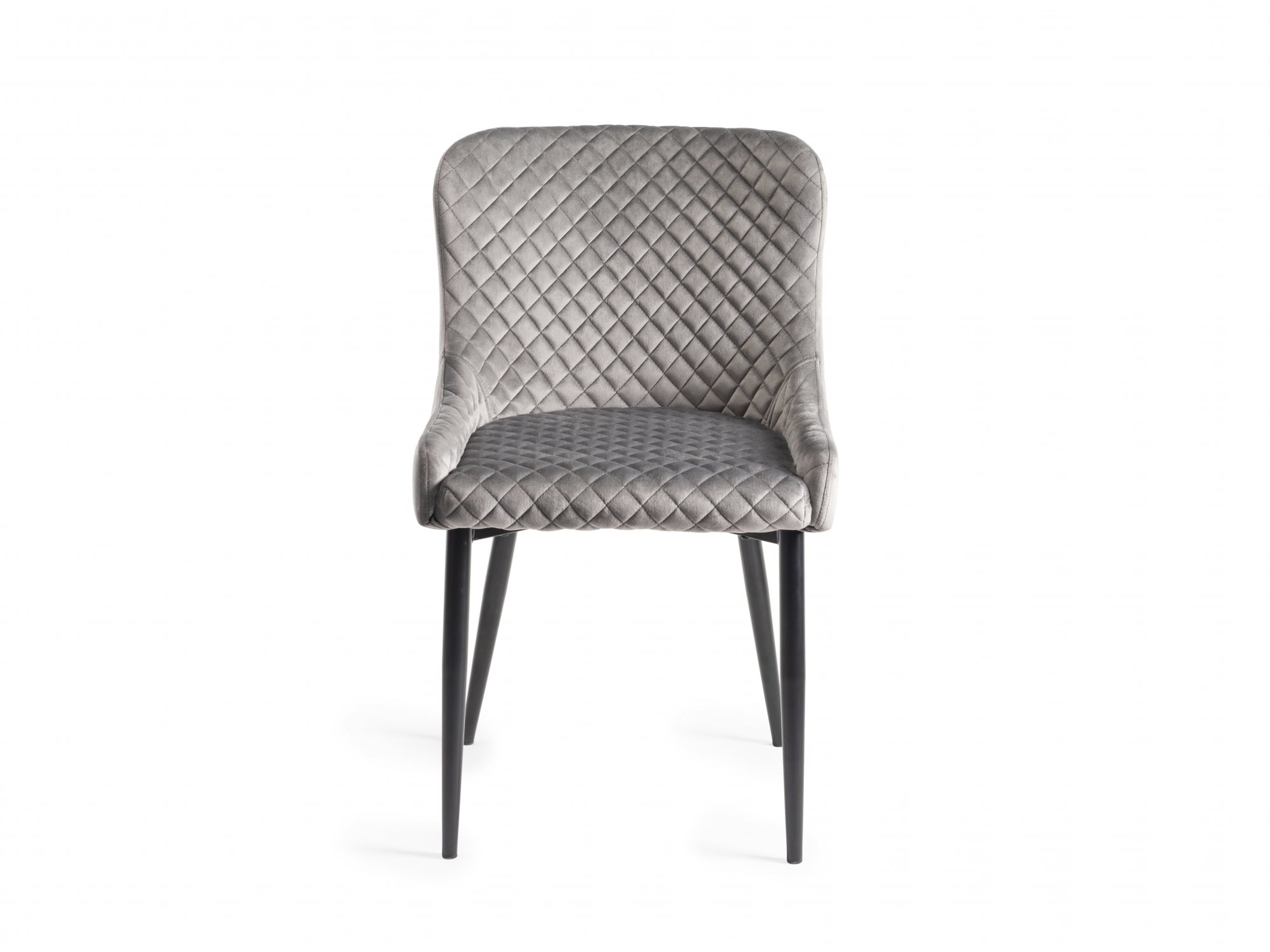 Home Origins Cezanne upholstered dining chair with sand black powder coated legs- grey velvet fabric- front on