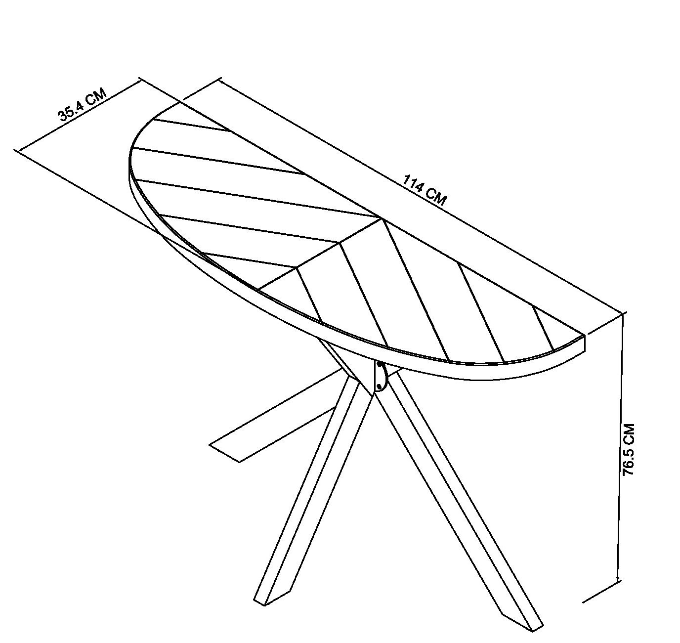 Home Origins Bosco Rustic Oak Console Table- line drawing