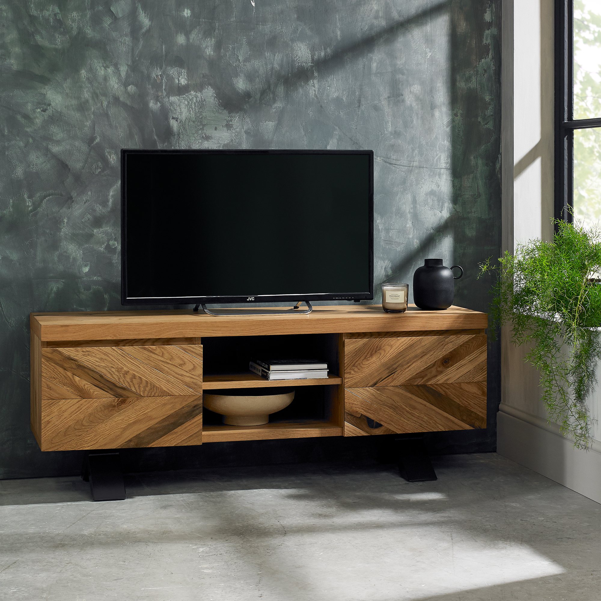 Home Origins Bosco Rustic Oak Entertainment Unit- feature